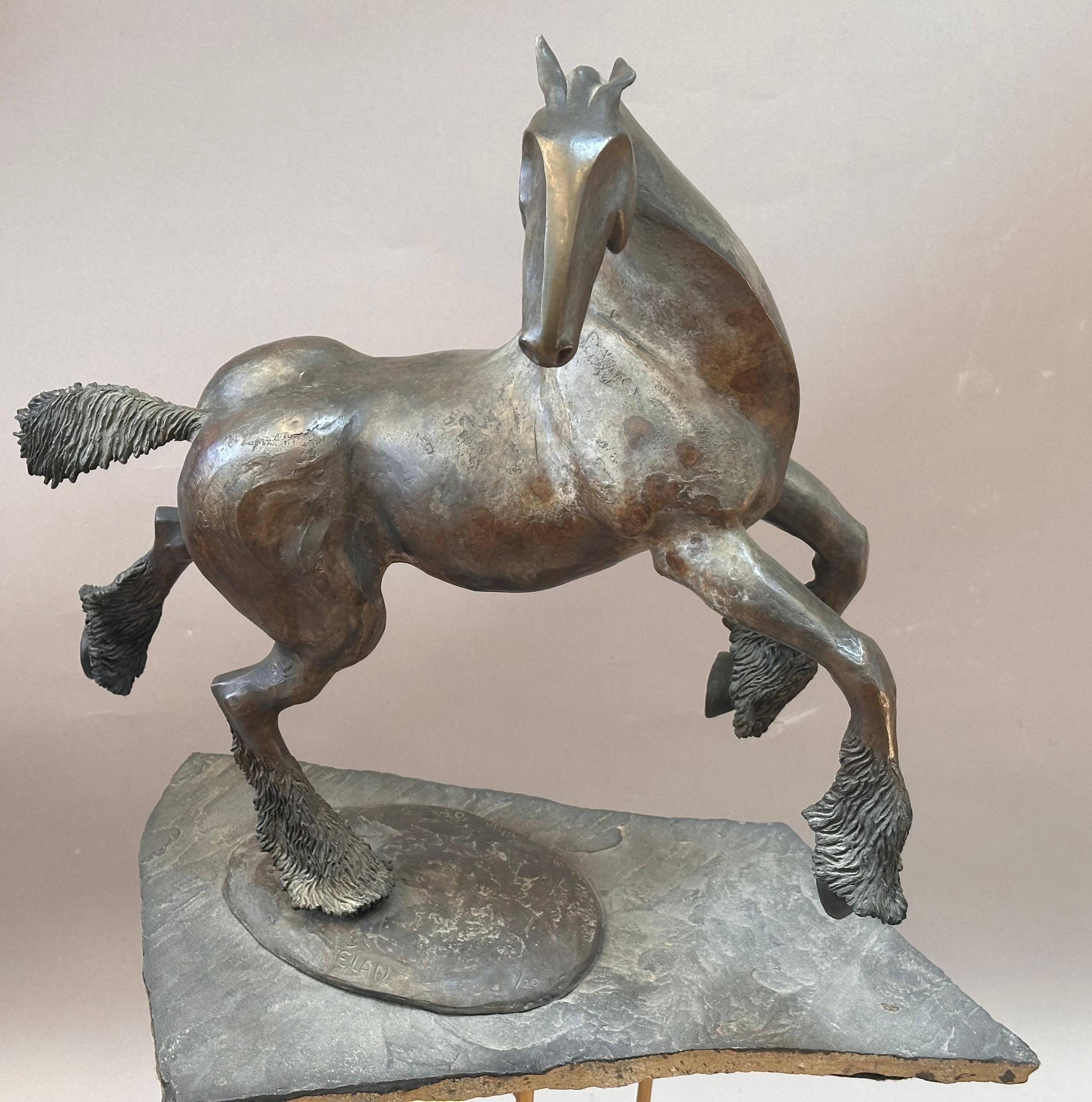 Unique Bronze Horse Sculpture by Tahna cast 1999 Titled “Elan”. Retaining the original patination.