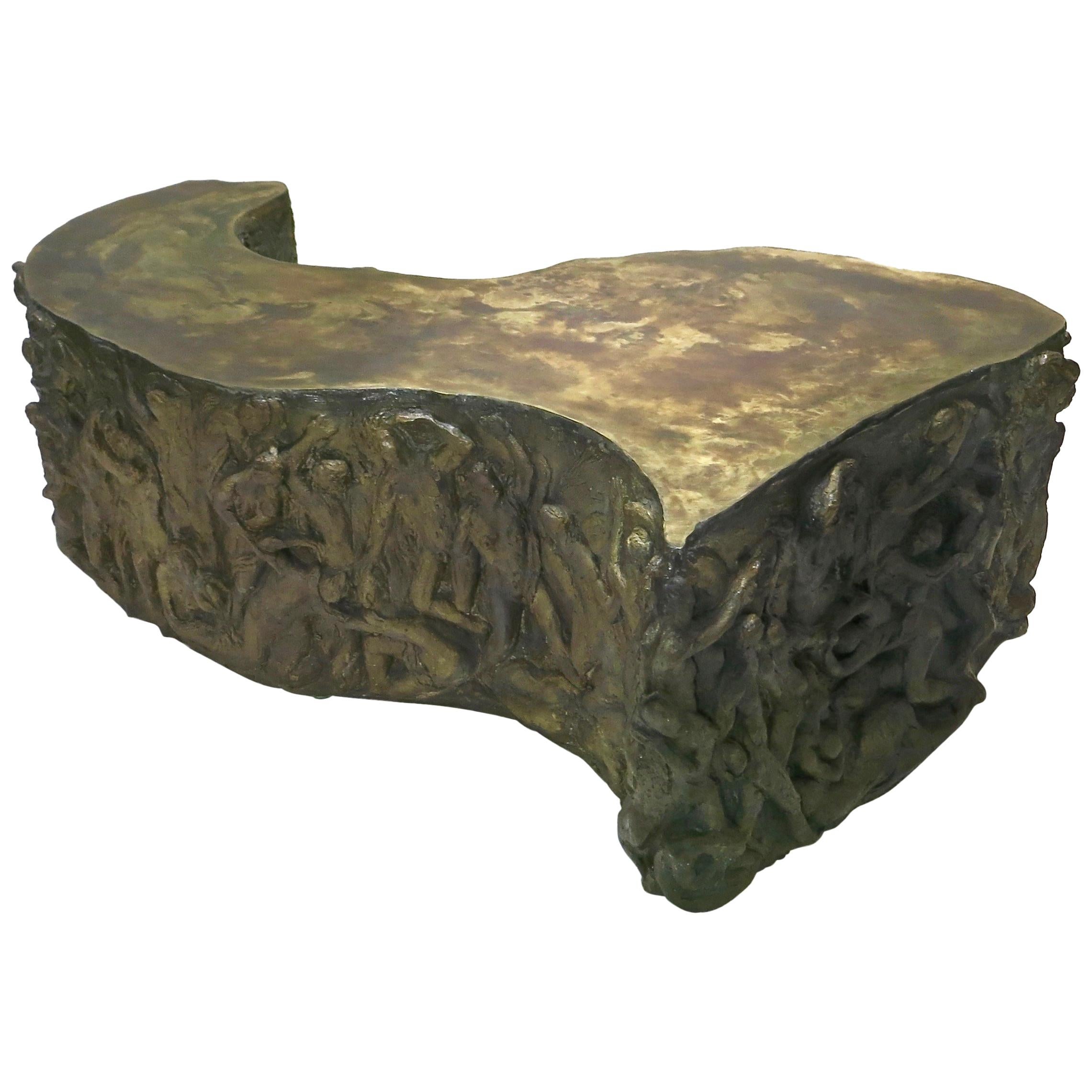 Unique, Bronze "Life Force" Coffee Table by Philip & Kelvin LaVerne, NYC 1970s