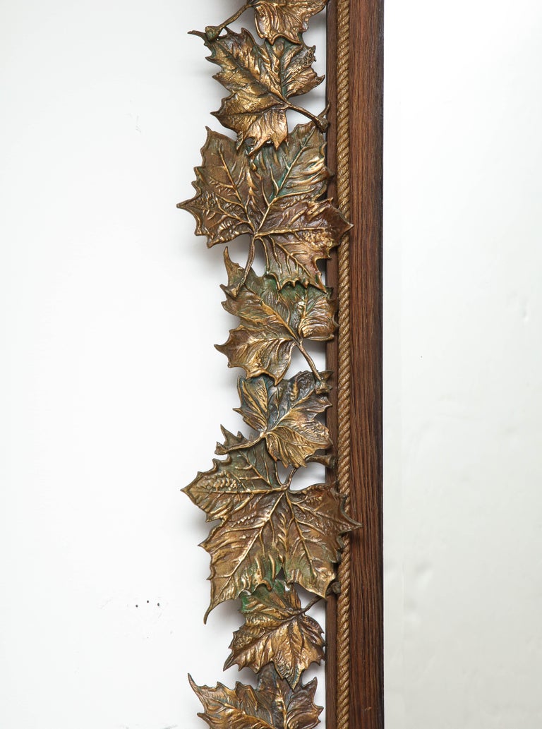 Unique Bronze Maple Leaf Decor Mirror For Sale at 1stDibs