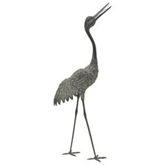 Unique Bronze Sculpture of a Heron in the Chinese Style