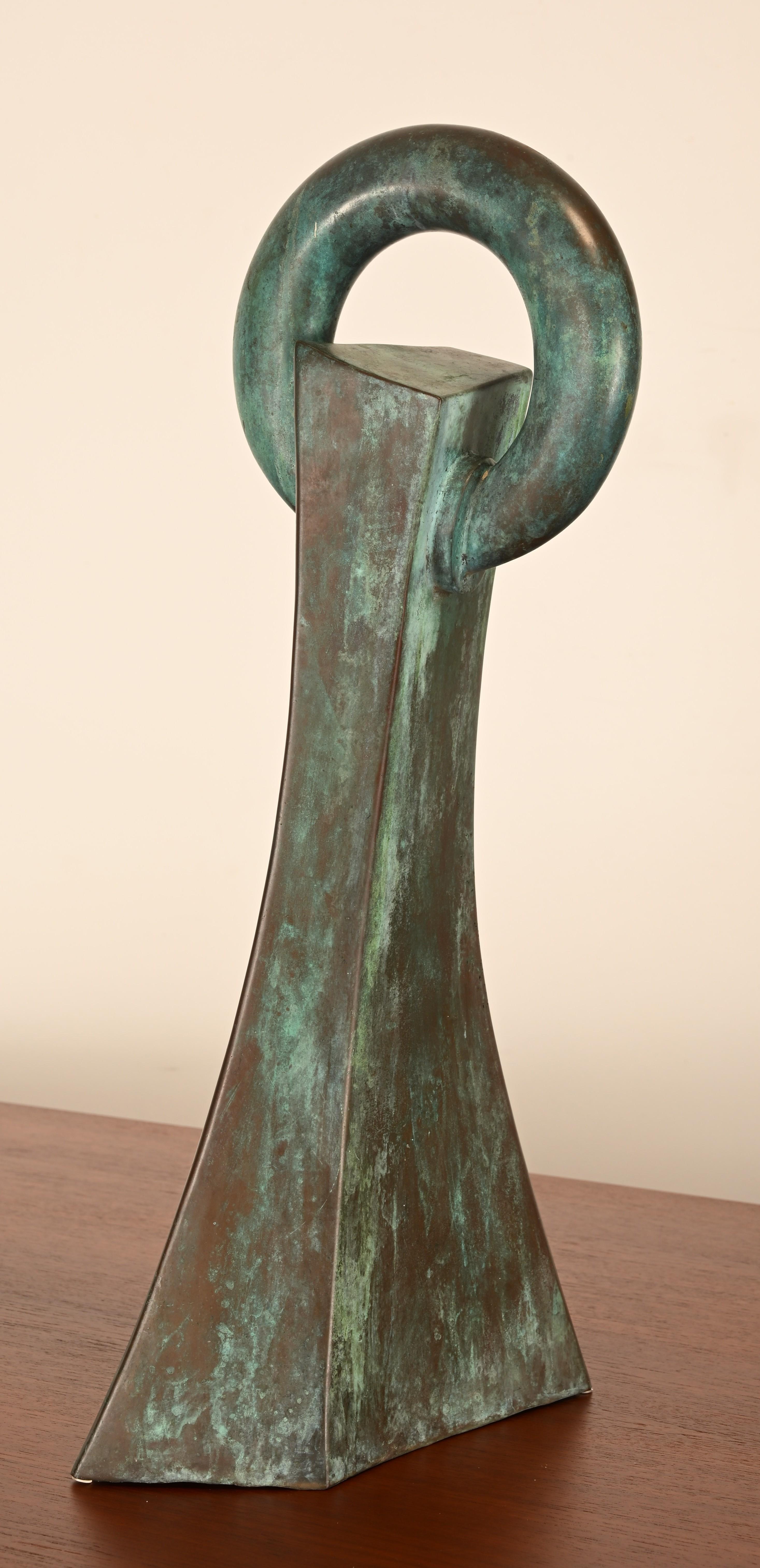 Unique Bronze Sculpture with Verdigris Patina For Sale 5