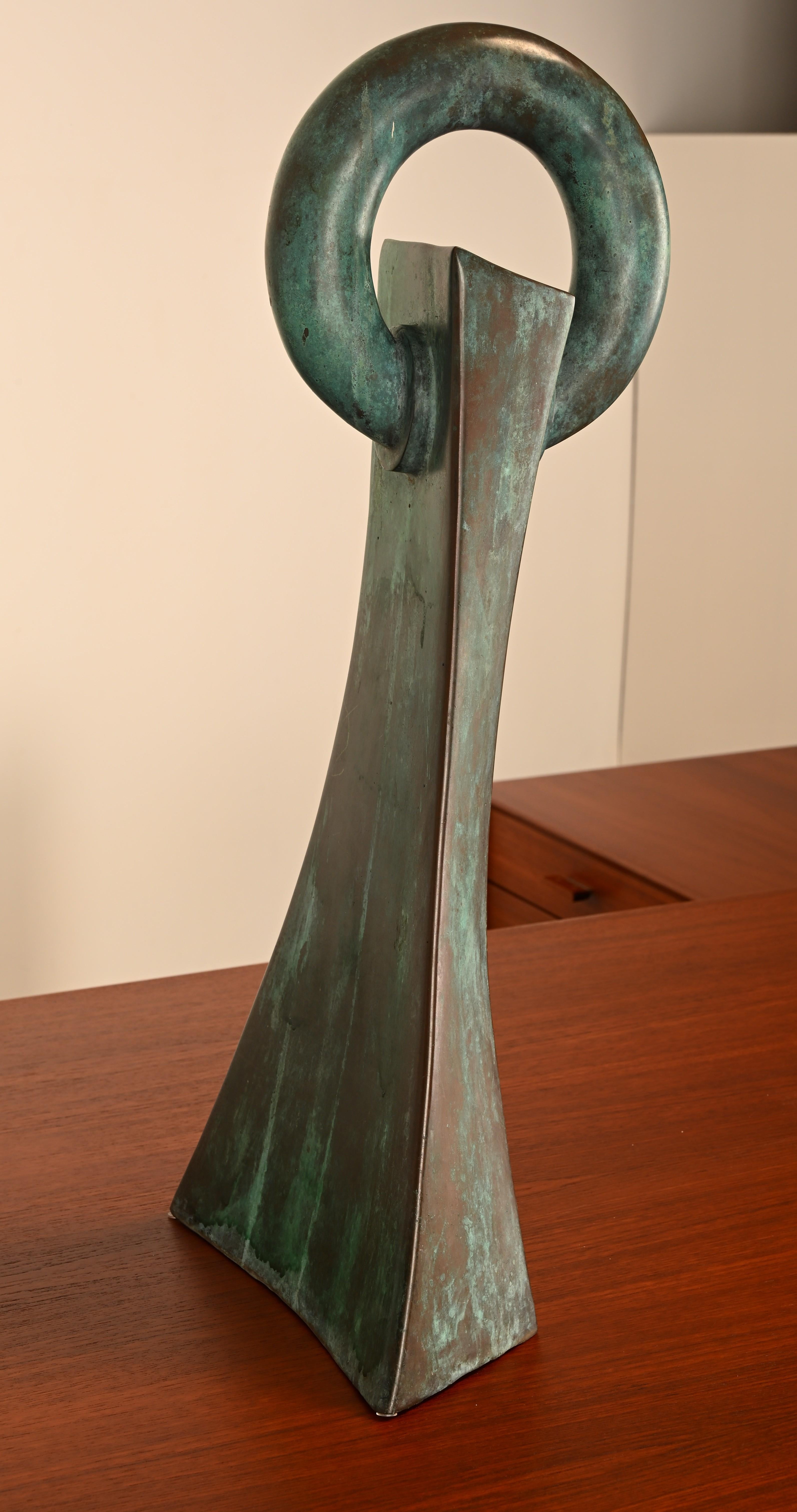 Unique Bronze Sculpture with Verdigris Patina For Sale 6