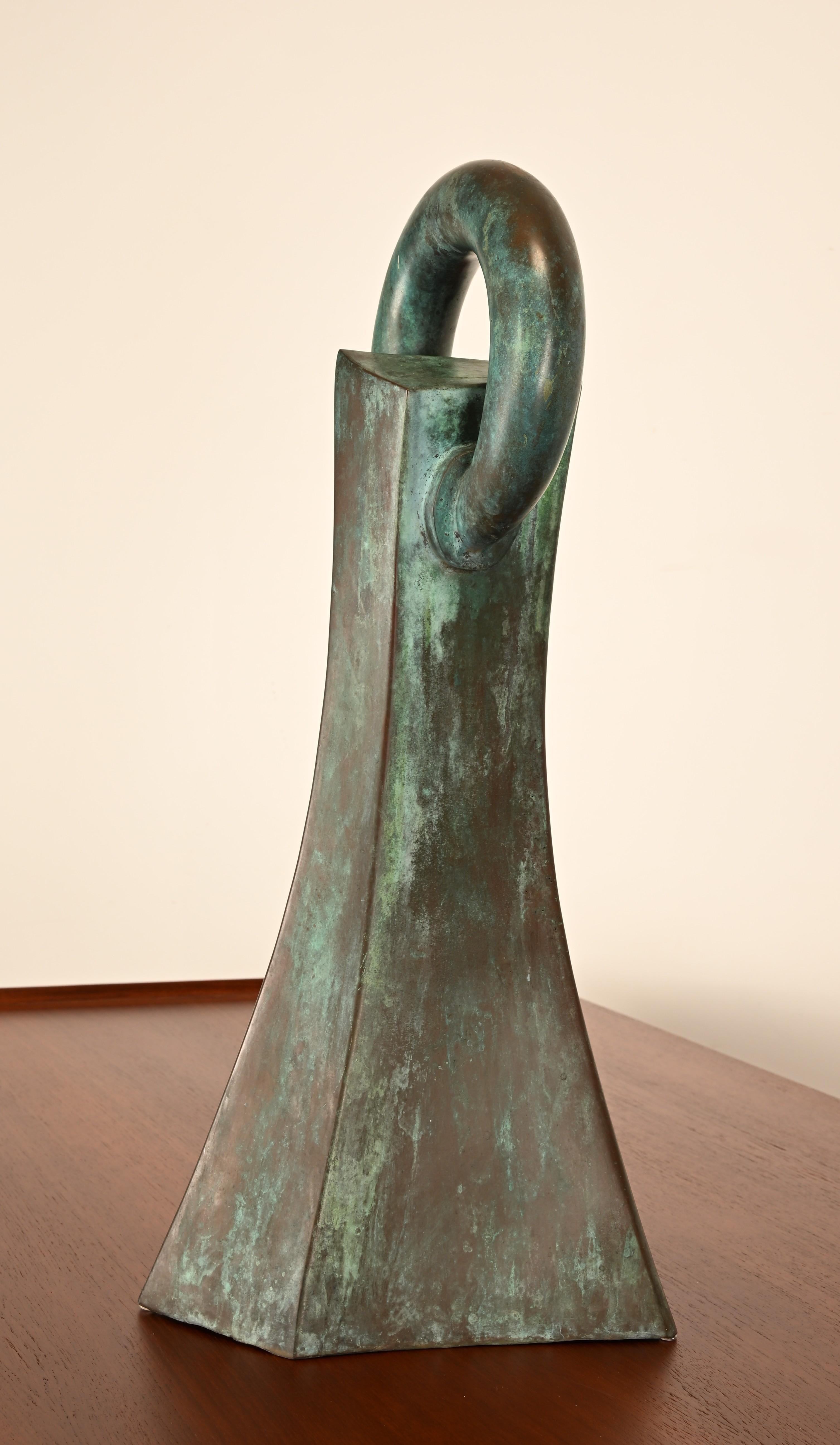 Unique Bronze Sculpture with Verdigris Patina For Sale 7