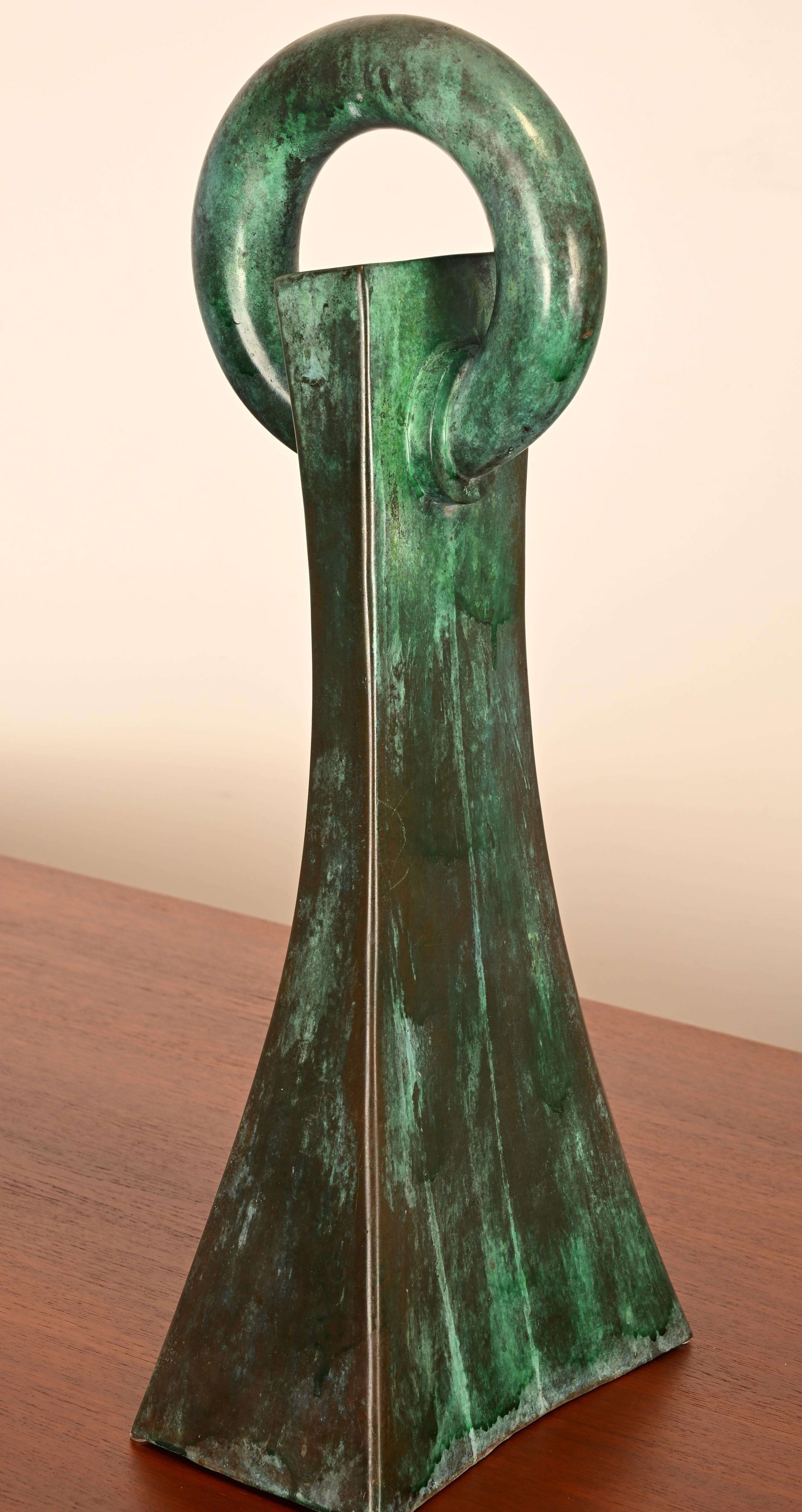 Unique Bronze Sculpture with Verdigris Patina In Good Condition For Sale In Hamburg, PA