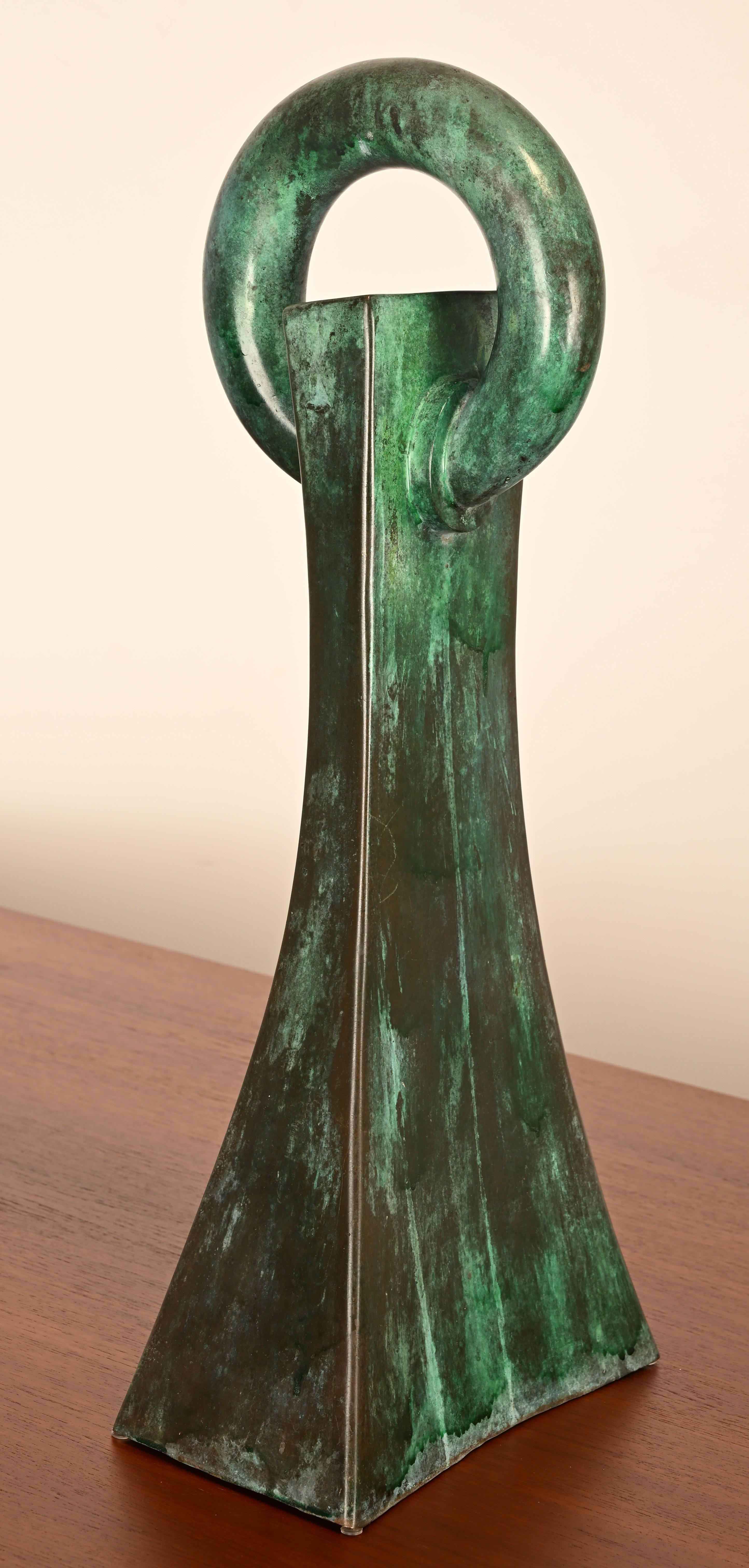 20th Century Unique Bronze Sculpture with Verdigris Patina For Sale