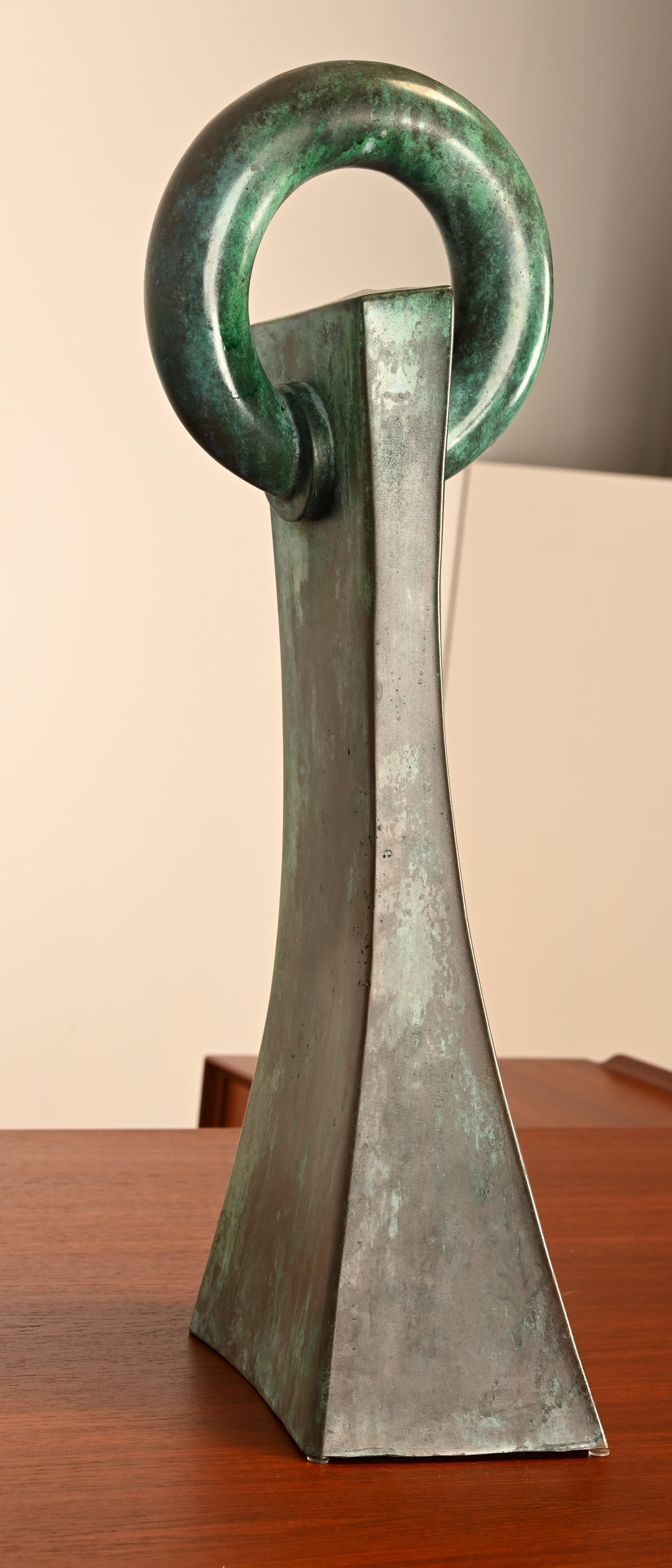 Unique Bronze Sculpture with Verdigris Patina For Sale 1