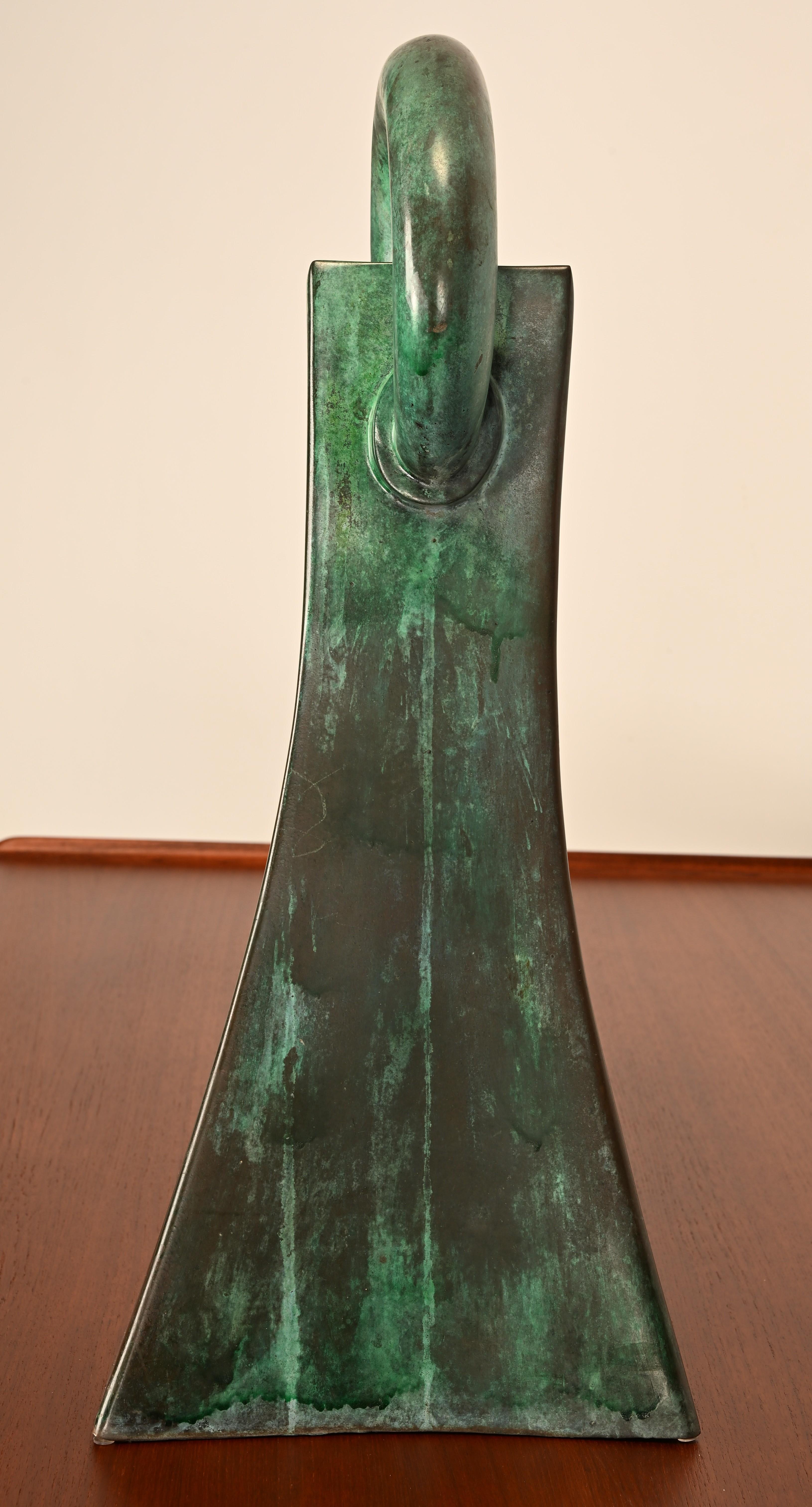 Unique Bronze Sculpture with Verdigris Patina For Sale 2