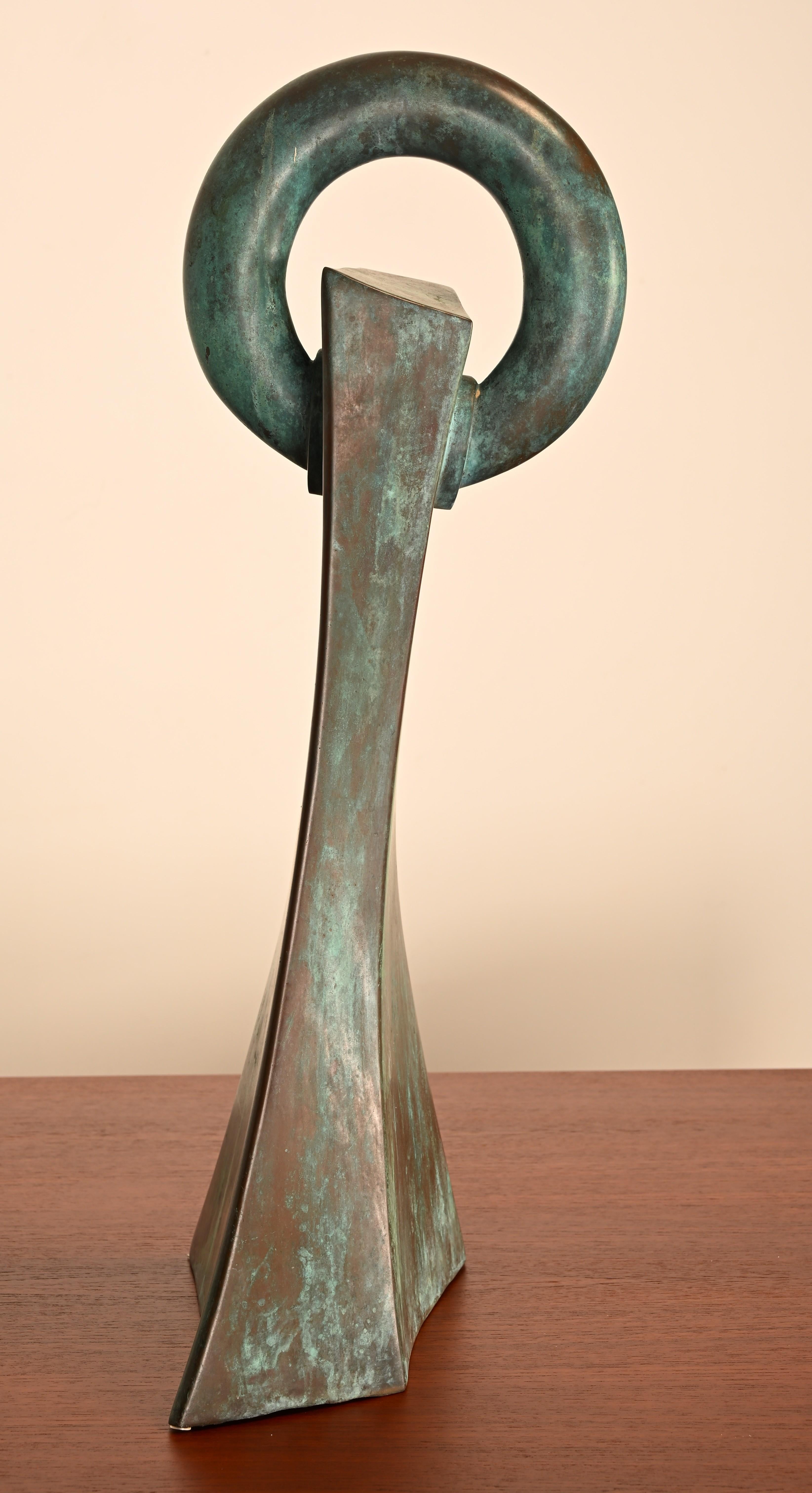 Unique Bronze Sculpture with Verdigris Patina For Sale 3