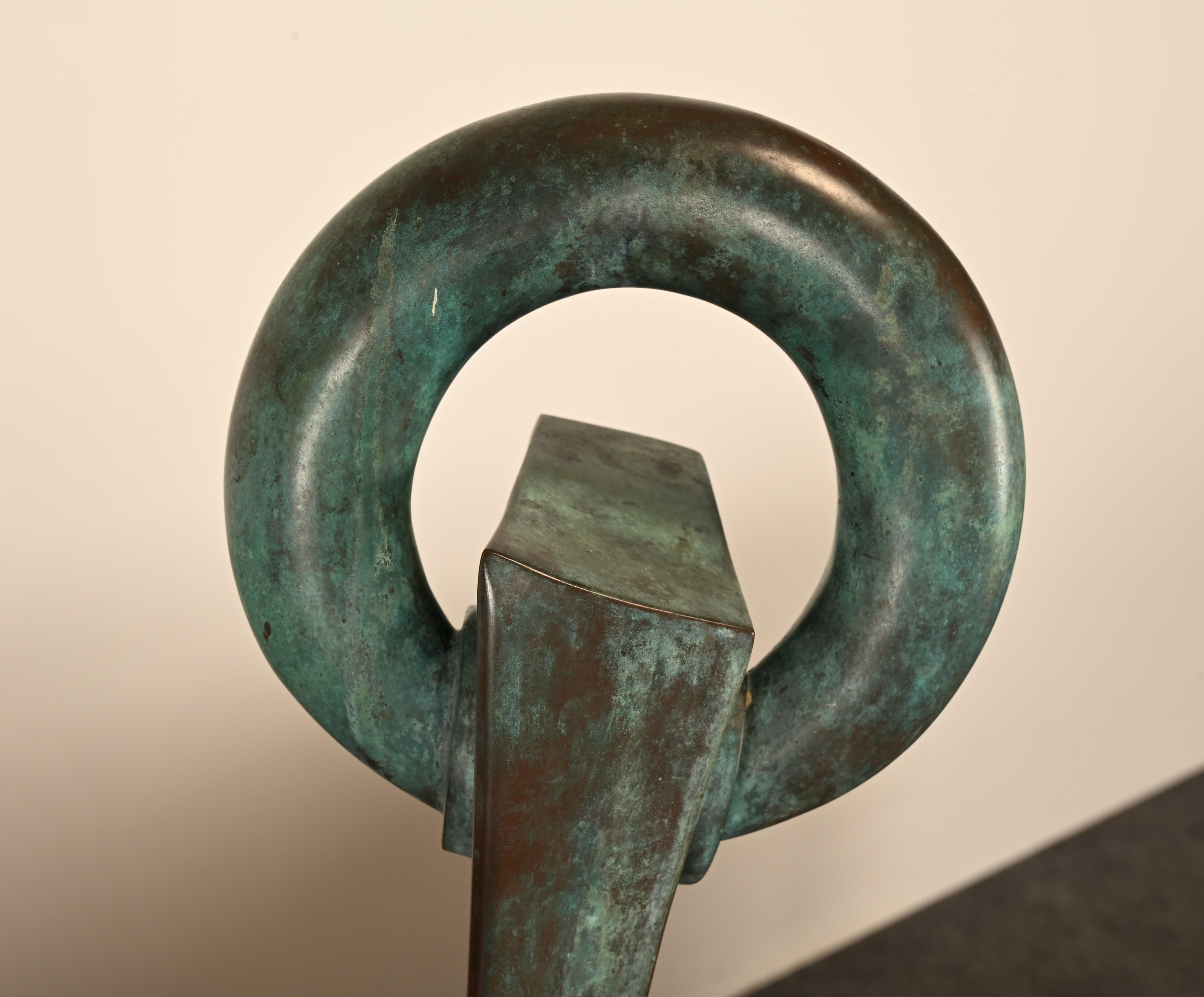 Unique Bronze Sculpture with Verdigris Patina For Sale 4