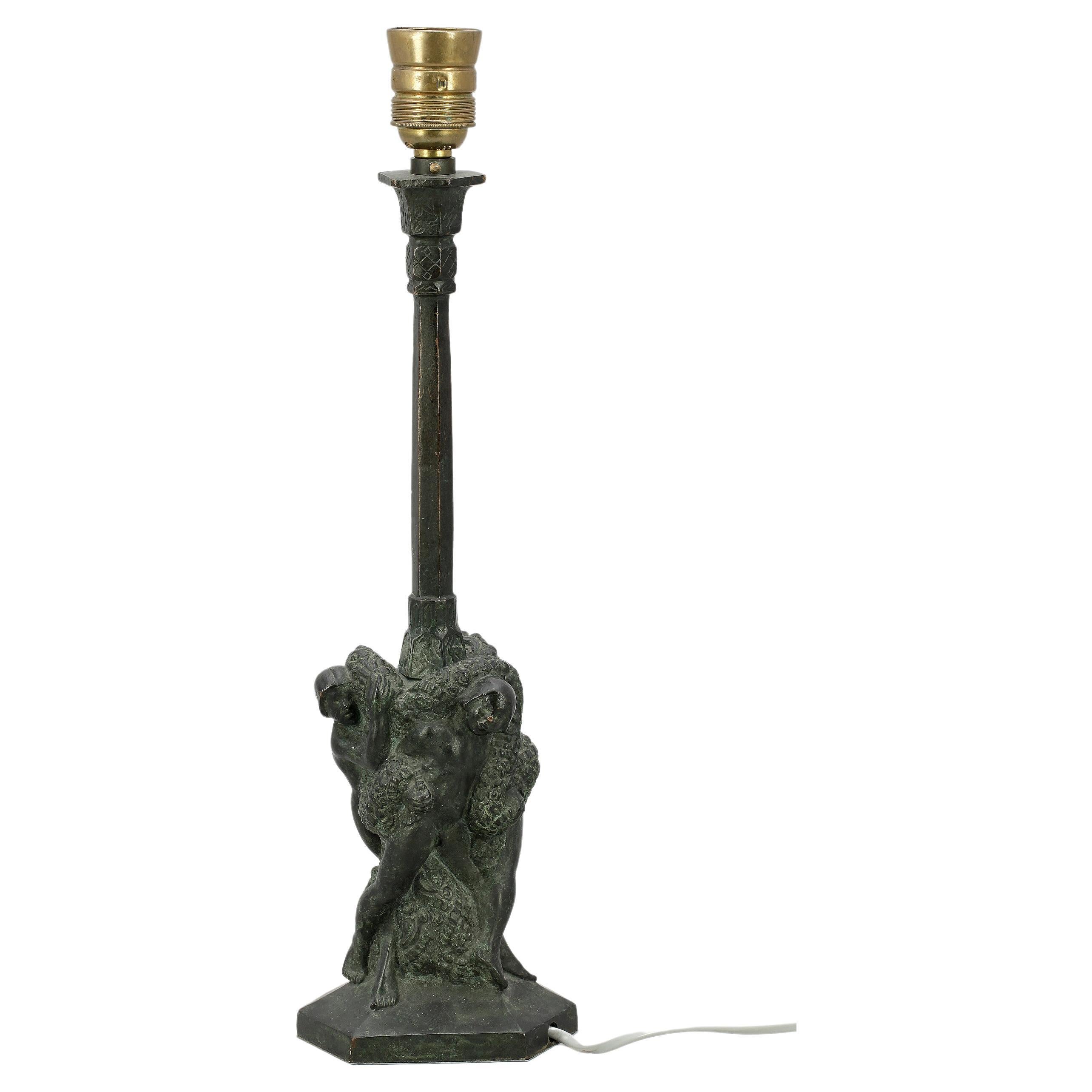 Unique Bronze table lamp by Ragnar Gellerstedt signed on base  circa 1930 Sweden For Sale