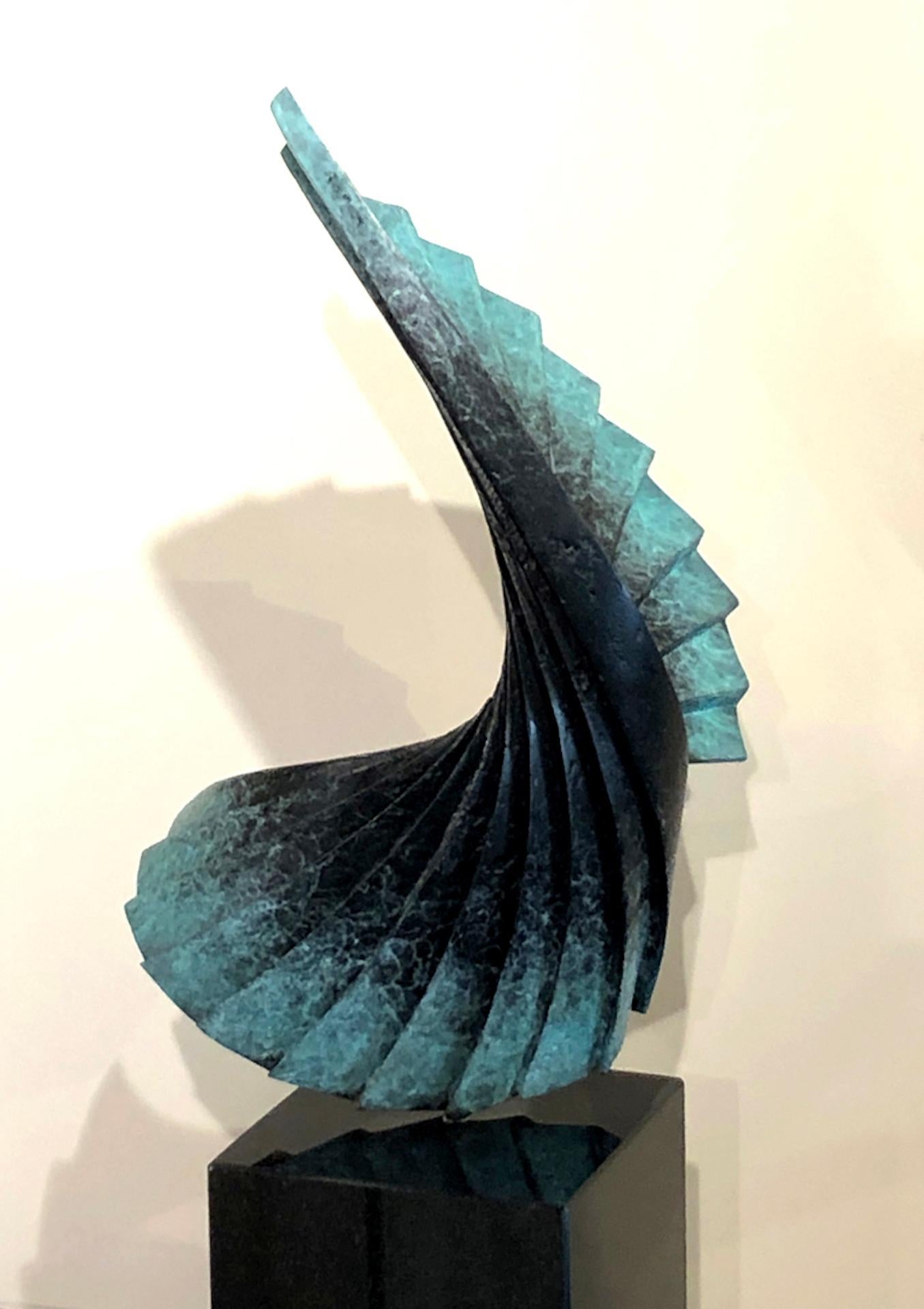 Mid-Century Modern Unique bronze tabletop sculpture based on forms made by folding pleated paper For Sale