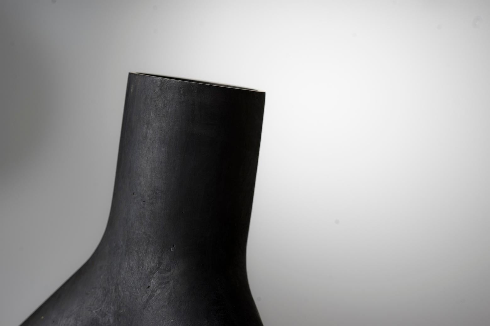 Abstract Bronze Vase Hand Sculpted with Black Matte Patina  5