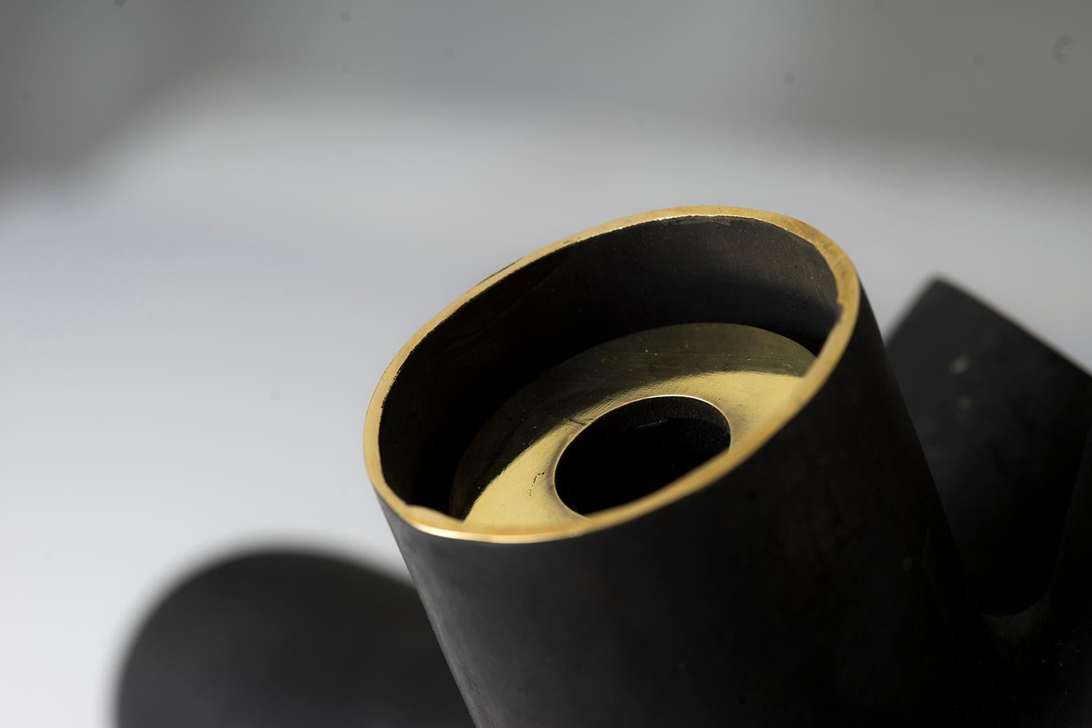 Contemporary Bronze Vase No.3 Hand-Sculpted with Black Matte Patina 8