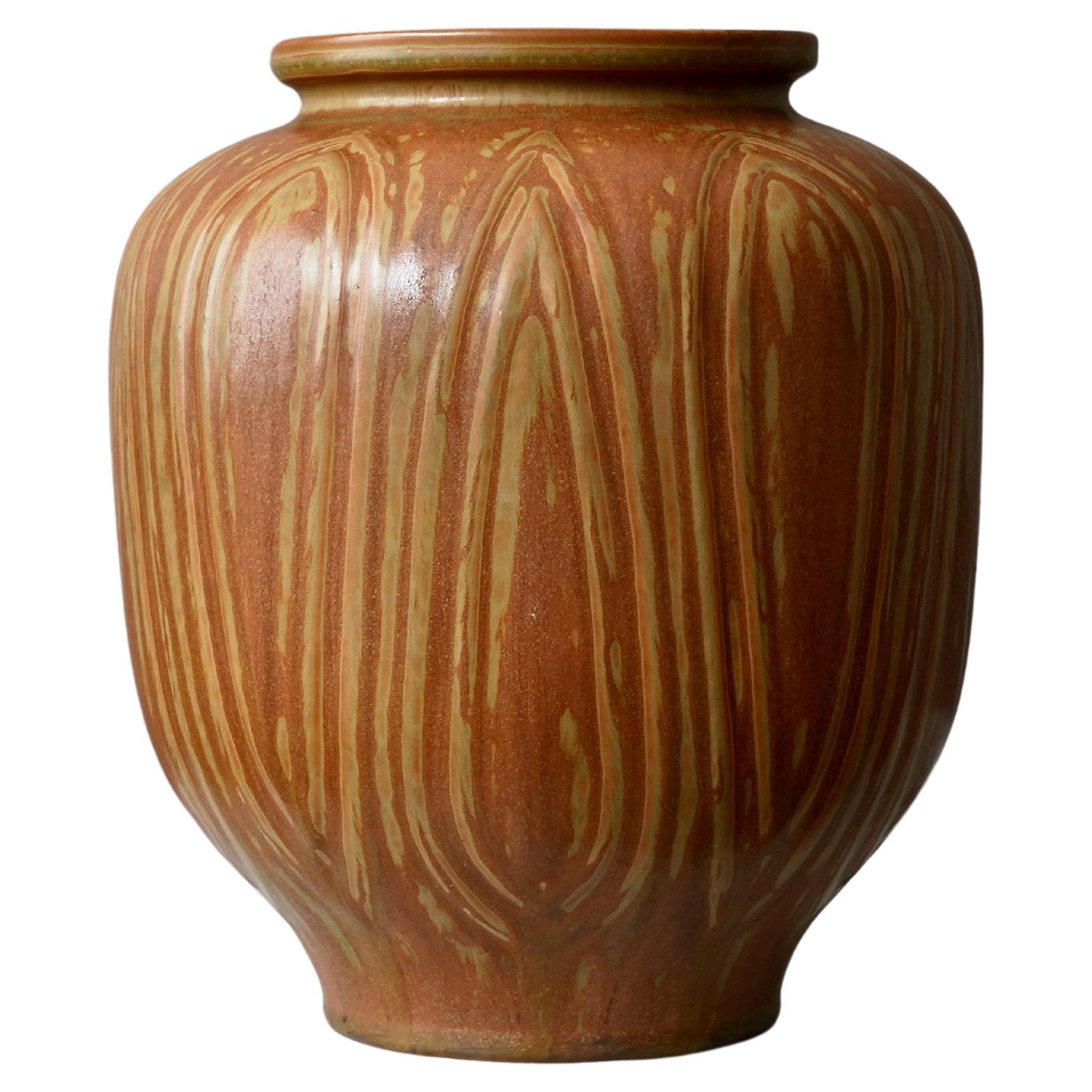 Unique Brown Stoneware Vase by Gunnar Nylund for Rorstrand, Sweden, 1940s