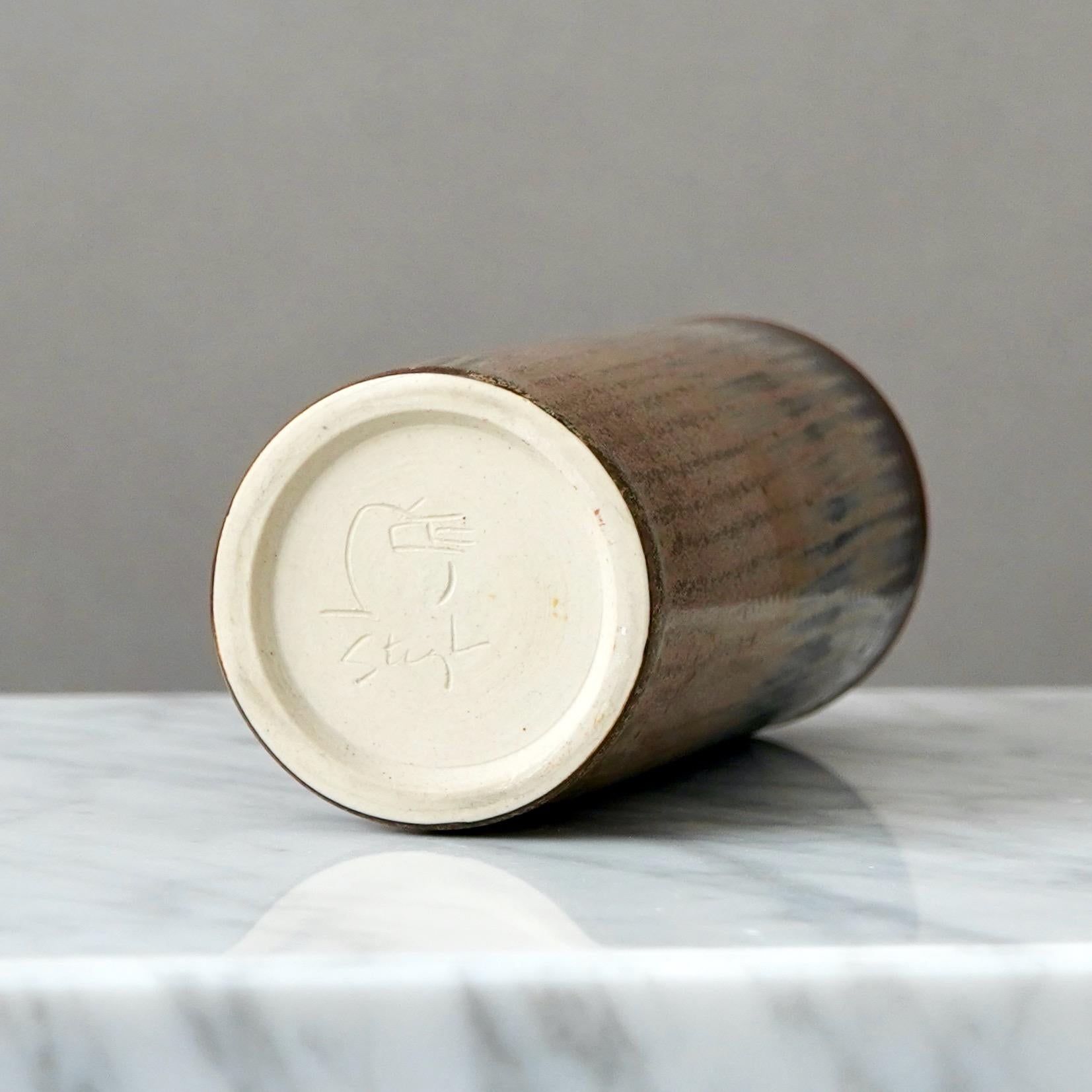 Vaso unico in gres marrone di Stig Lindberg. Studio A, Svezia, 1961 in vendita 2