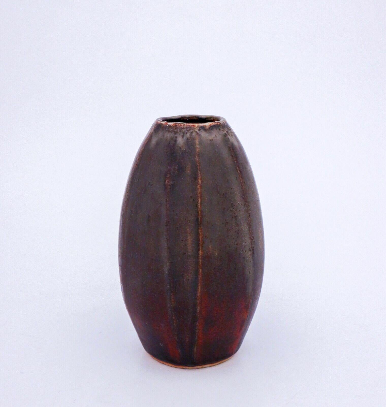 Scandinavian Modern Unique Brown Stoneware Vase, Carl-Harry Stålhane, Rörstrand, 1960