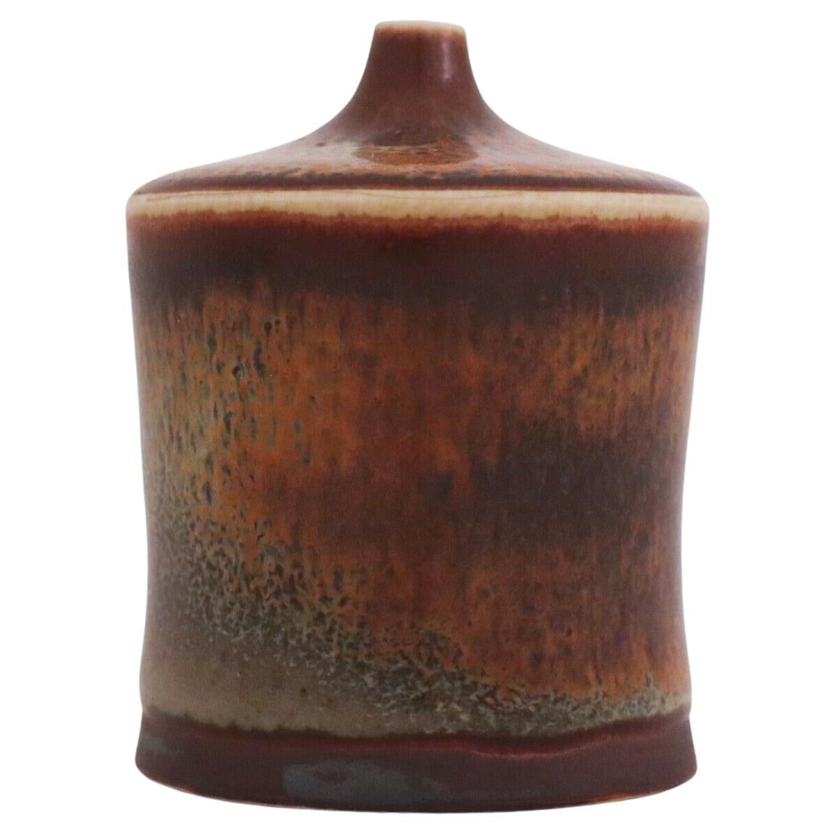 Unique Brown Stoneware Vase, Carl-Harry Stålhane, Rörstrand, Mid Century Vintage