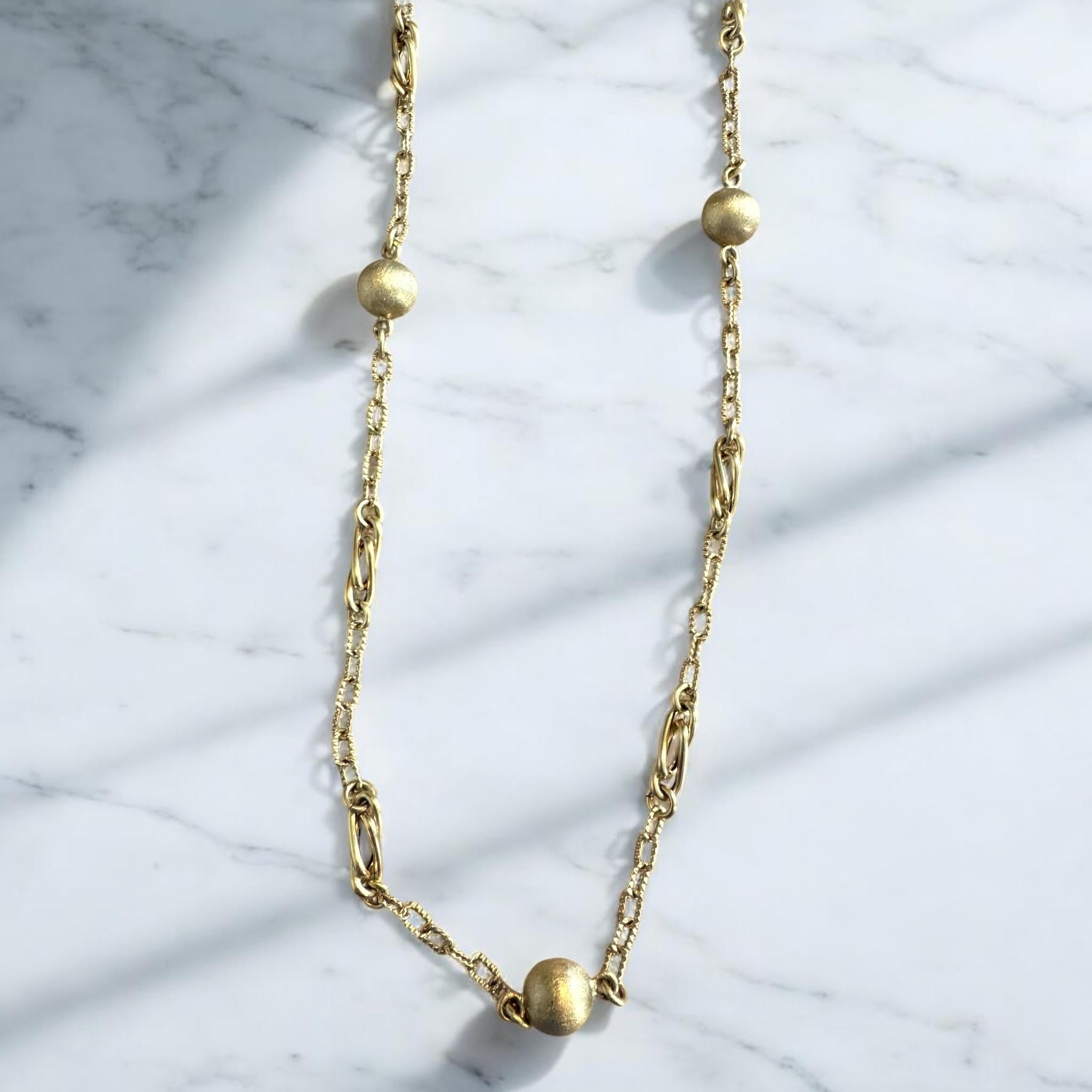 Collana d'oro unica da 32 pollici con finitura spazzolata in vendita 6