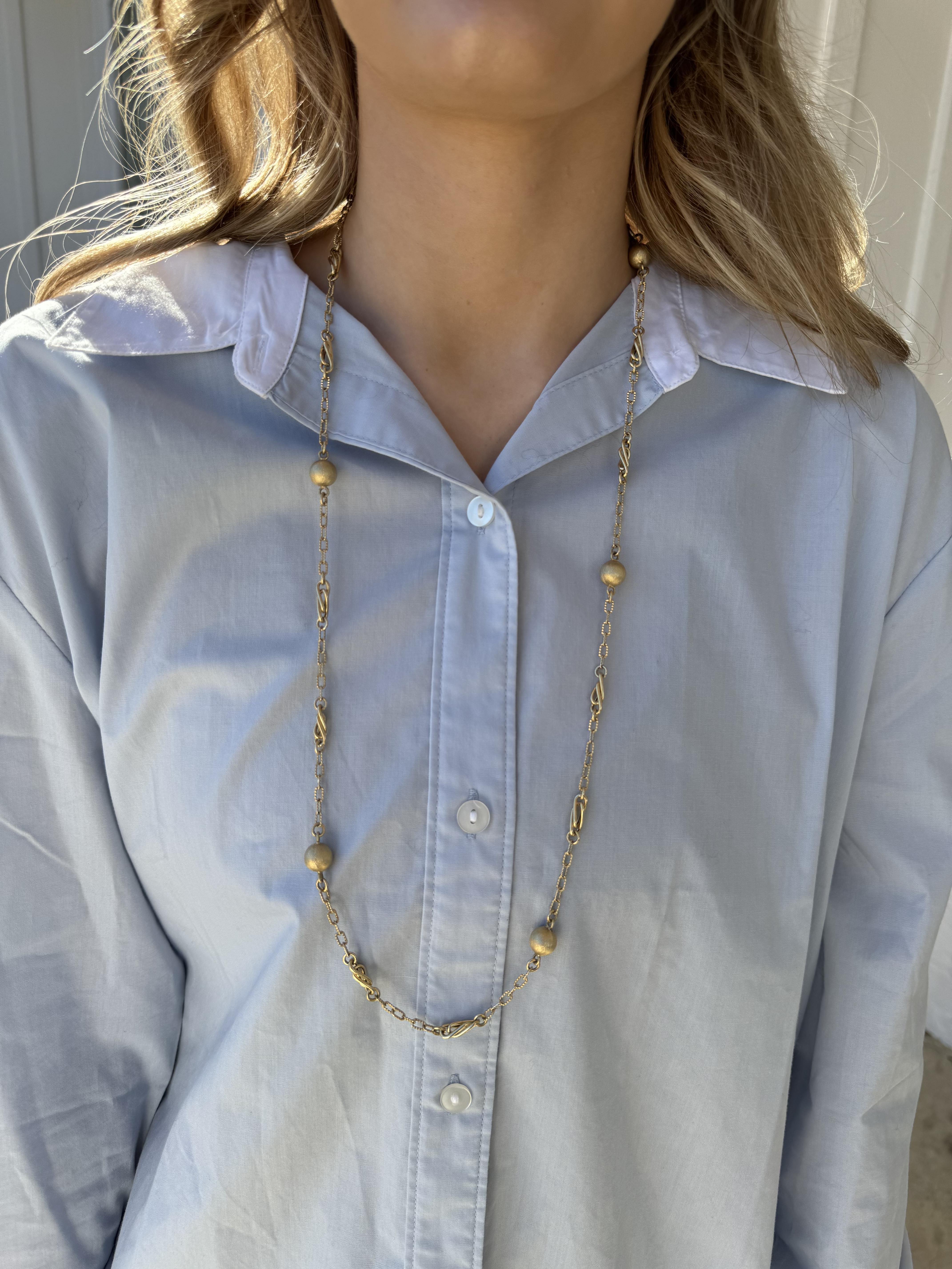 Contemporaneo Collana d'oro unica da 32 pollici con finitura spazzolata in vendita