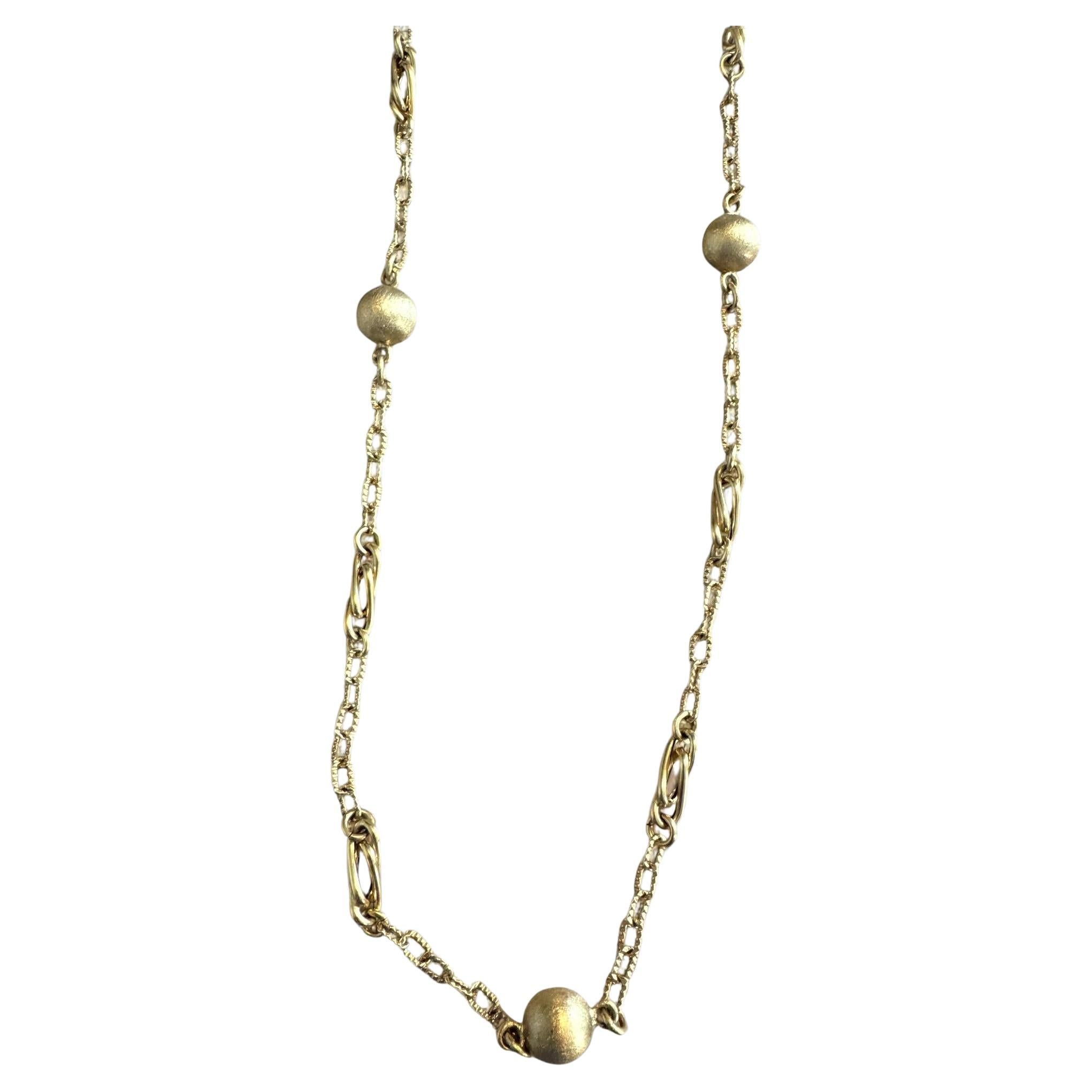 Unique Brushed Finished 32 Inch Gold Necklace