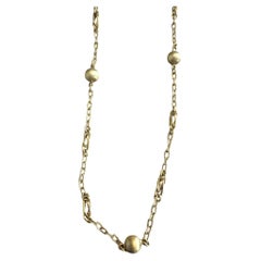 Unique Brushed Finished 32 Inch Gold Necklace