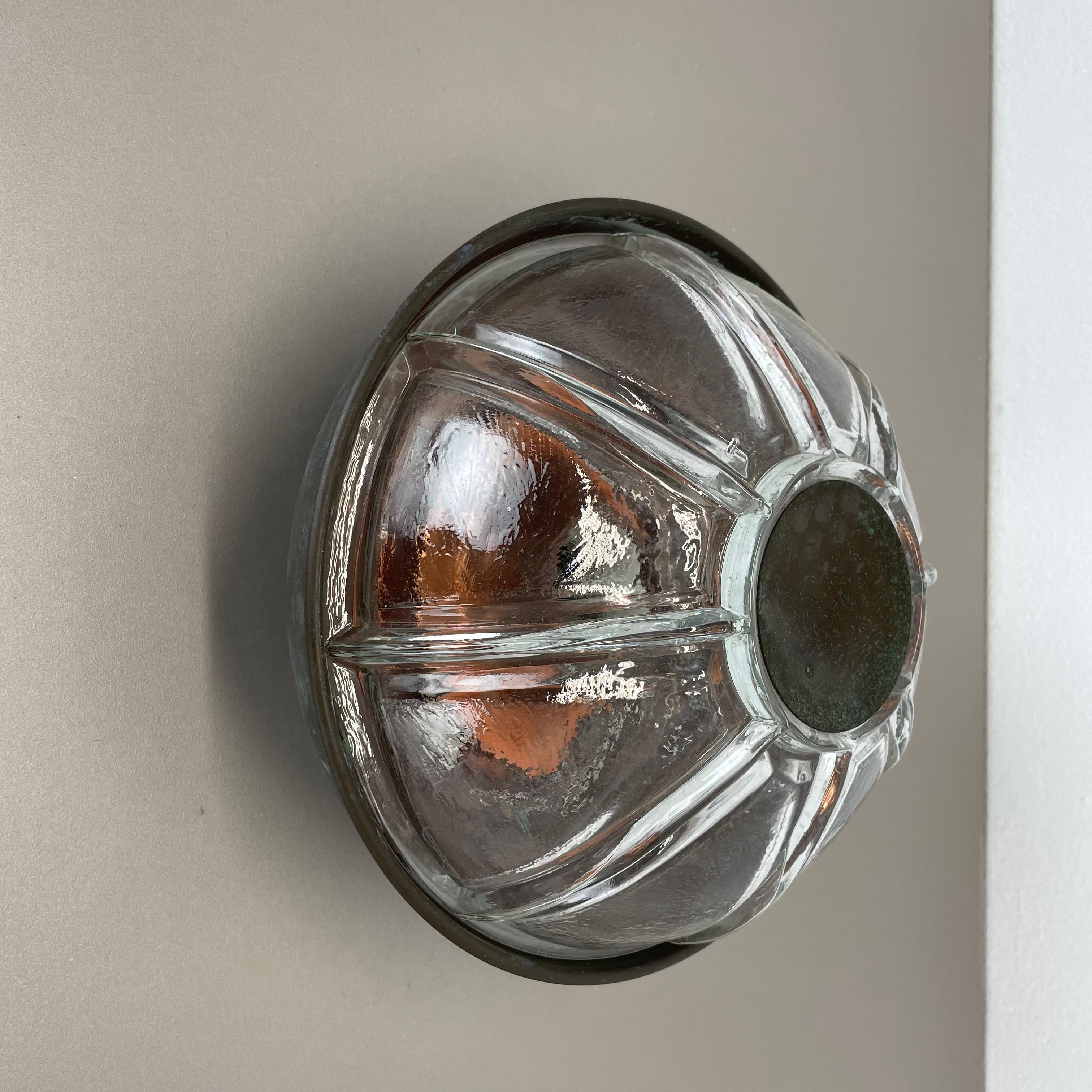 unique brutalist BOOM copper and Glass Wall Light by BEGA LIGHTS, Germany, 1980s In Good Condition For Sale In Kirchlengern, DE