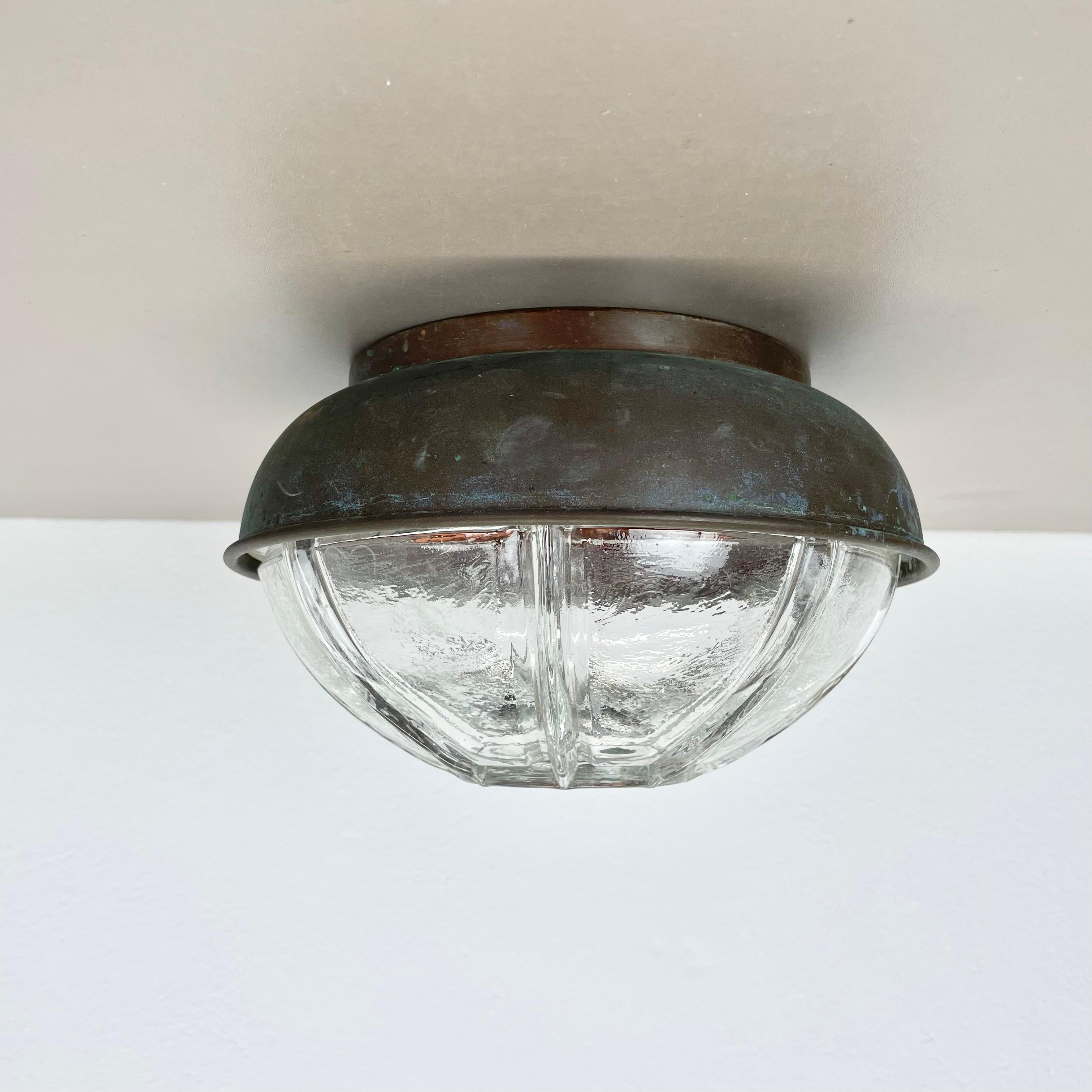 20th Century unique brutalist BOOM copper and Glass Wall Light by BEGA LIGHTS, Germany, 1980s For Sale