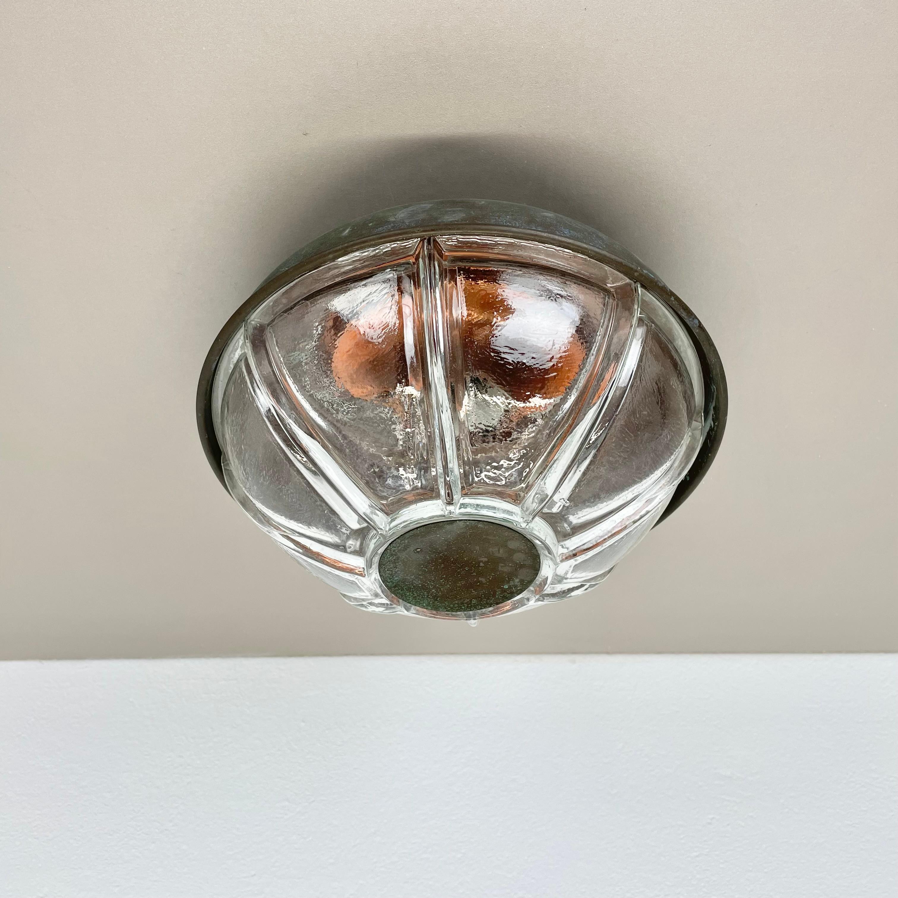 Metal unique brutalist BOOM copper and Glass Wall Light by BEGA LIGHTS, Germany, 1980s For Sale