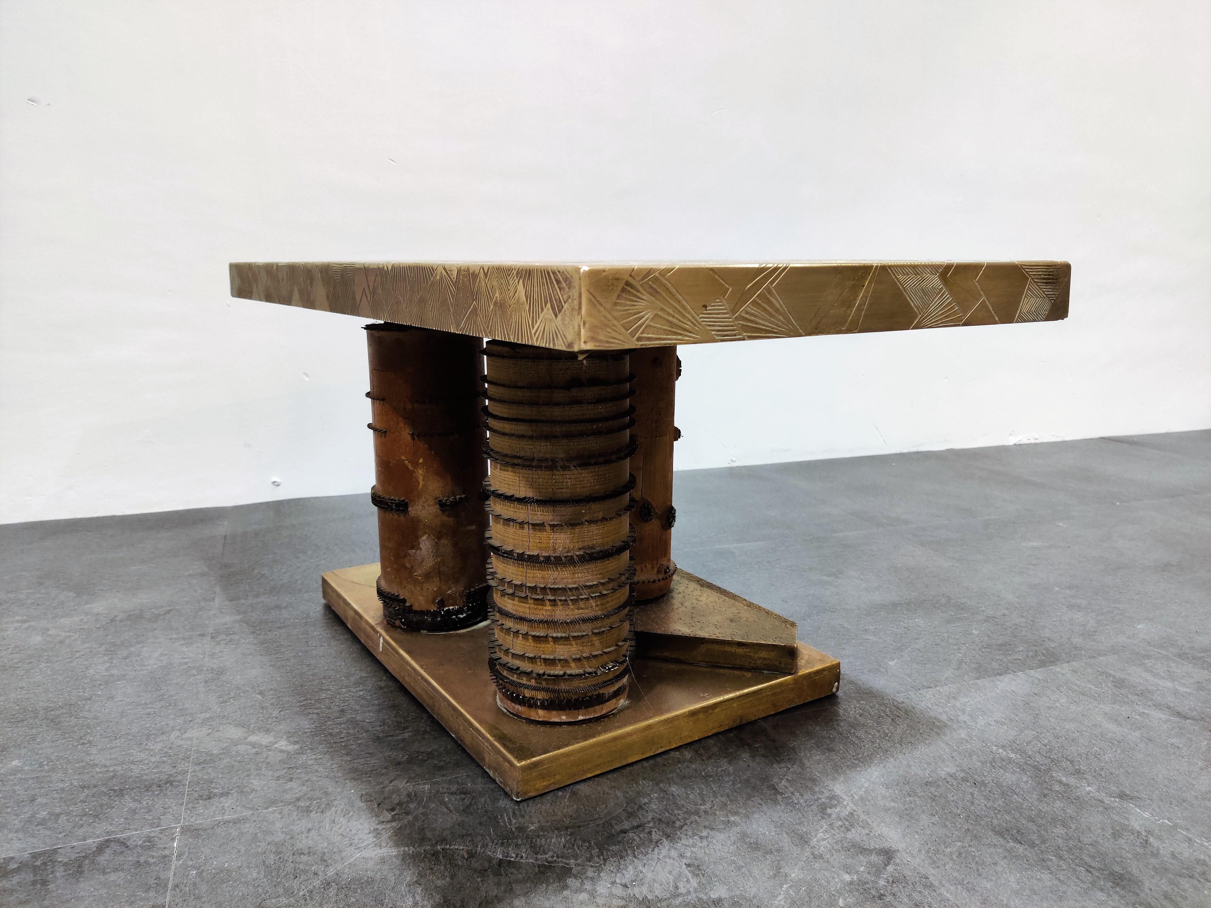 Unique Brutalist Brass Coffee Tables or Side Tables, 1970s 4
