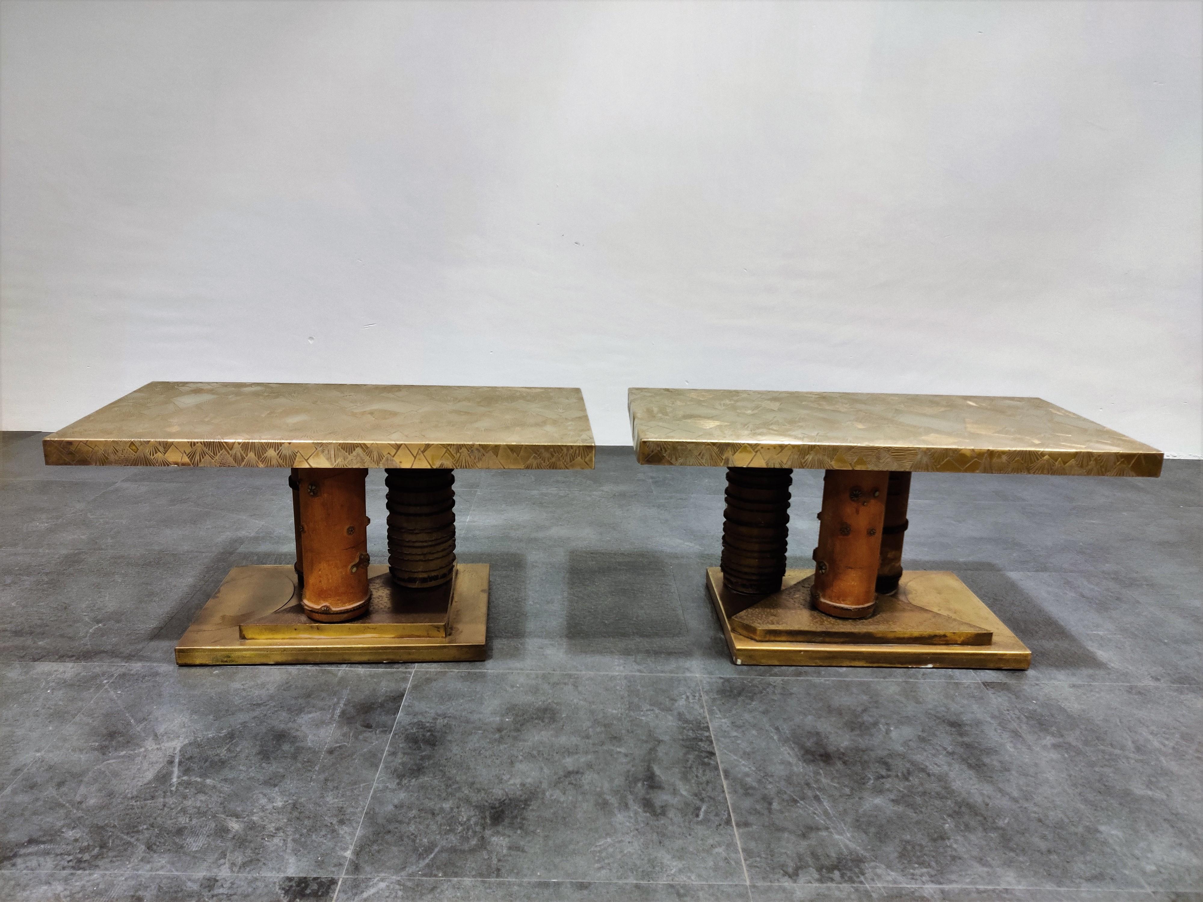 Unique Brutalist Brass Coffee Tables or Side Tables, 1970s 5