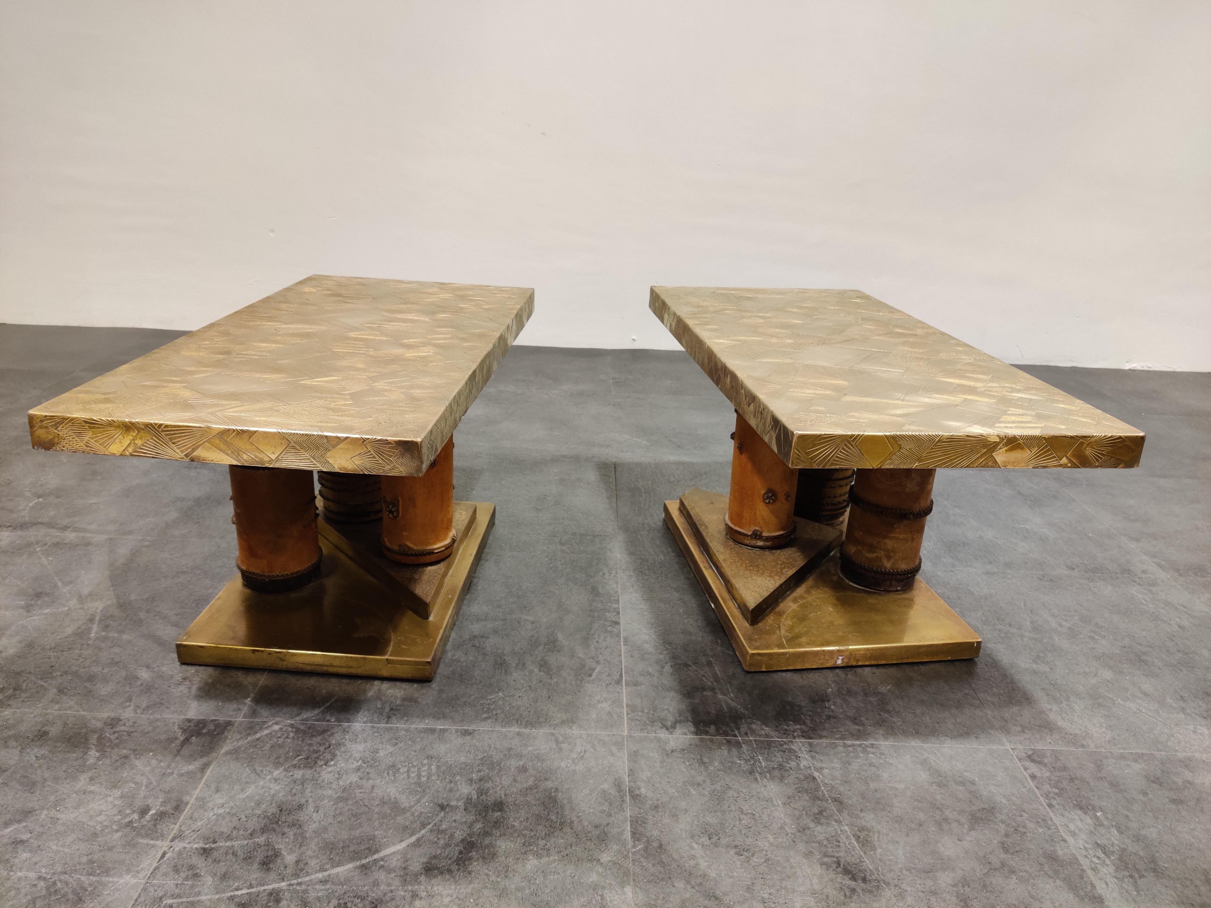 Unique Brutalist Brass Coffee Tables or Side Tables, 1970s 6
