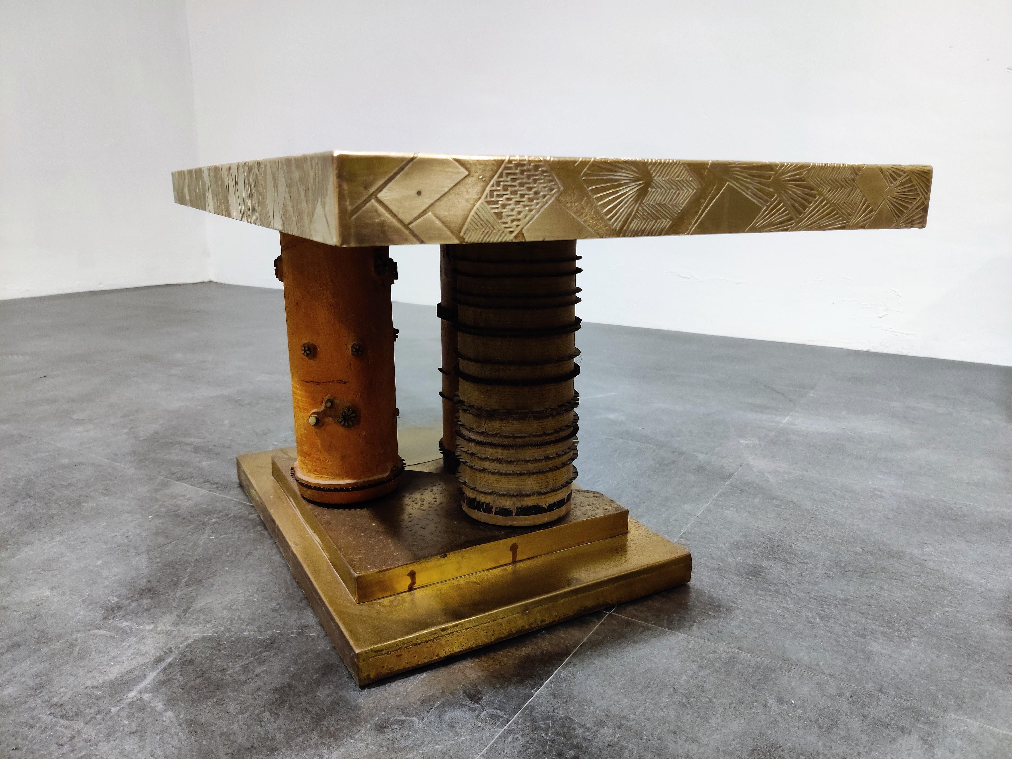 Unique Brutalist Brass Coffee Tables or Side Tables, 1970s 3
