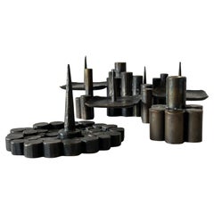 Unique Brutalist Bronze Candleholders by Manfred Bergmeister, Germany 1970s