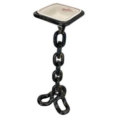 unique brutalist heavy iron metal CHAIN Ashtray Stand Element, Germany, 1970s