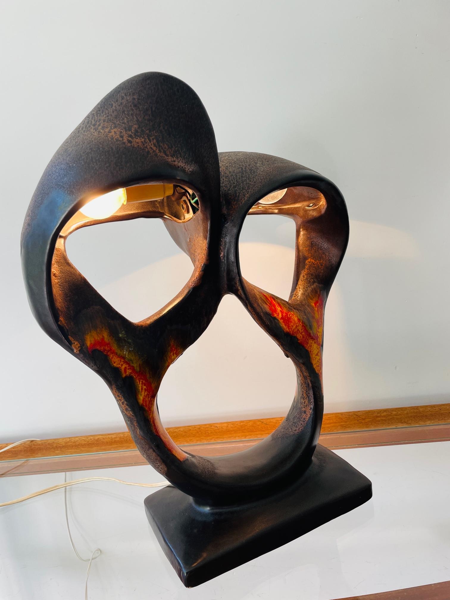 Lampe «lava » brutaliste unique. Magnifique et rare lampe en céramique. Années 60/70, Allemagne 6