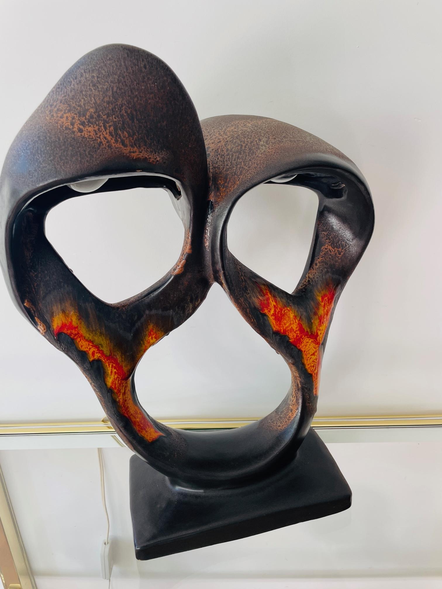 Lampe «lava » brutaliste unique. Magnifique et rare lampe en céramique. Années 60/70, Allemagne 7
