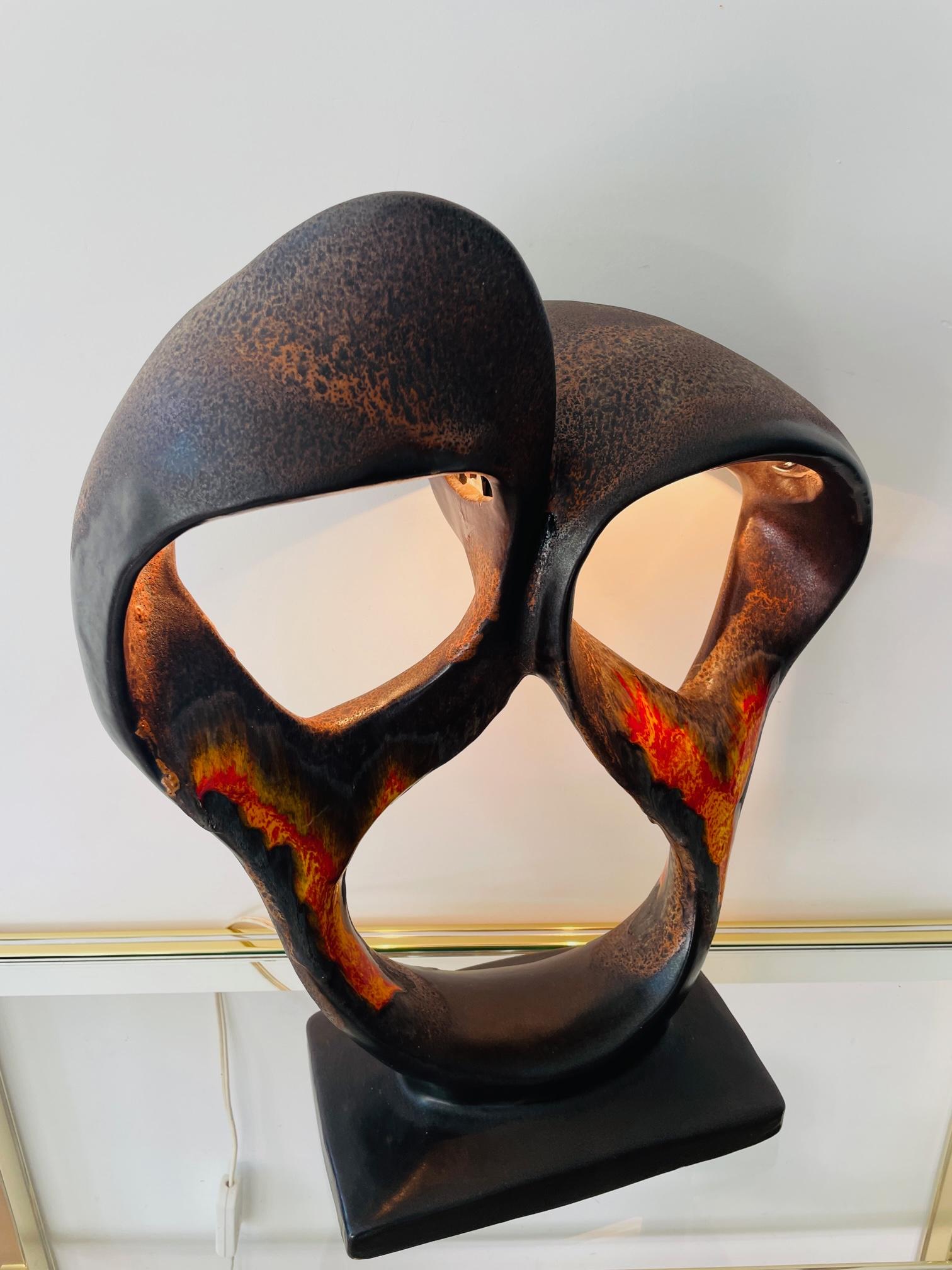 Lampe «lava » brutaliste unique. Magnifique et rare lampe en céramique. Années 60/70, Allemagne 9