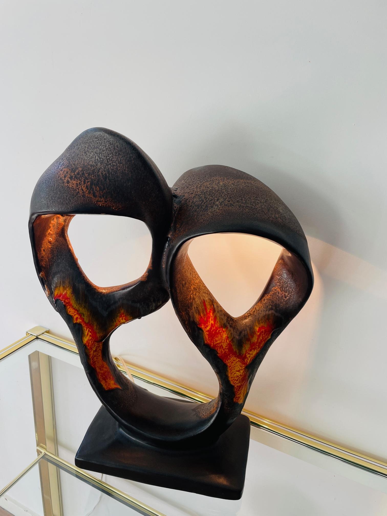Lampe «lava » brutaliste unique. Magnifique et rare lampe en céramique. Années 60/70, Allemagne 10