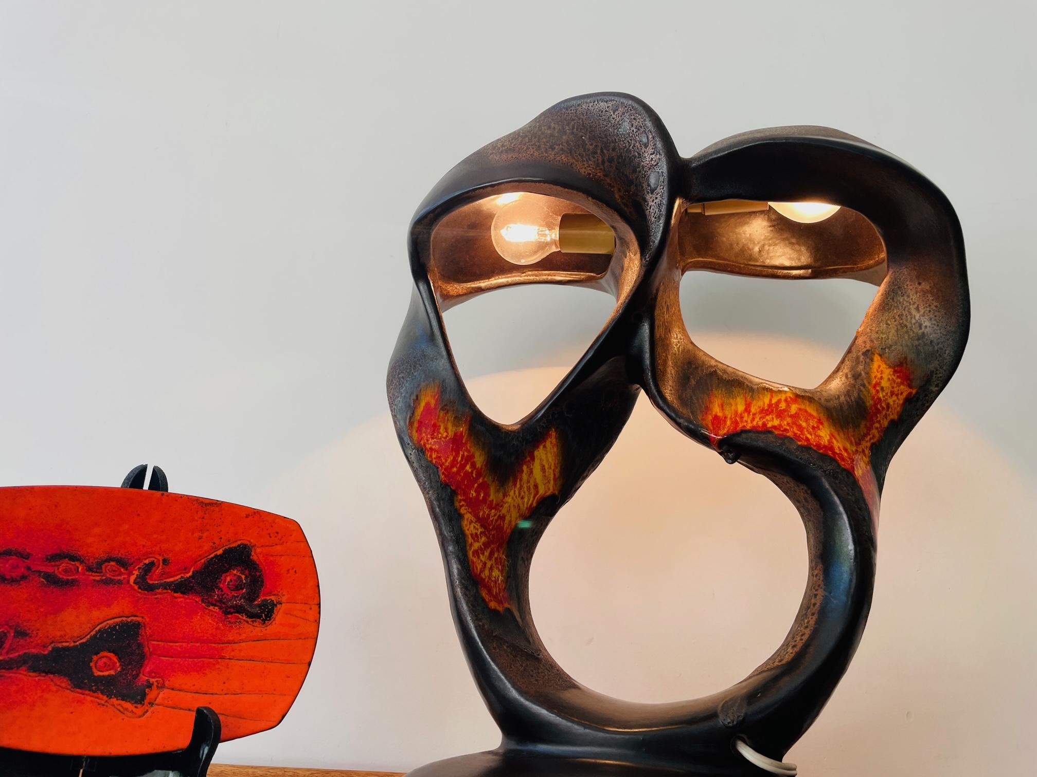 Céramique Lampe «lava » brutaliste unique. Magnifique et rare lampe en céramique. Années 60/70, Allemagne