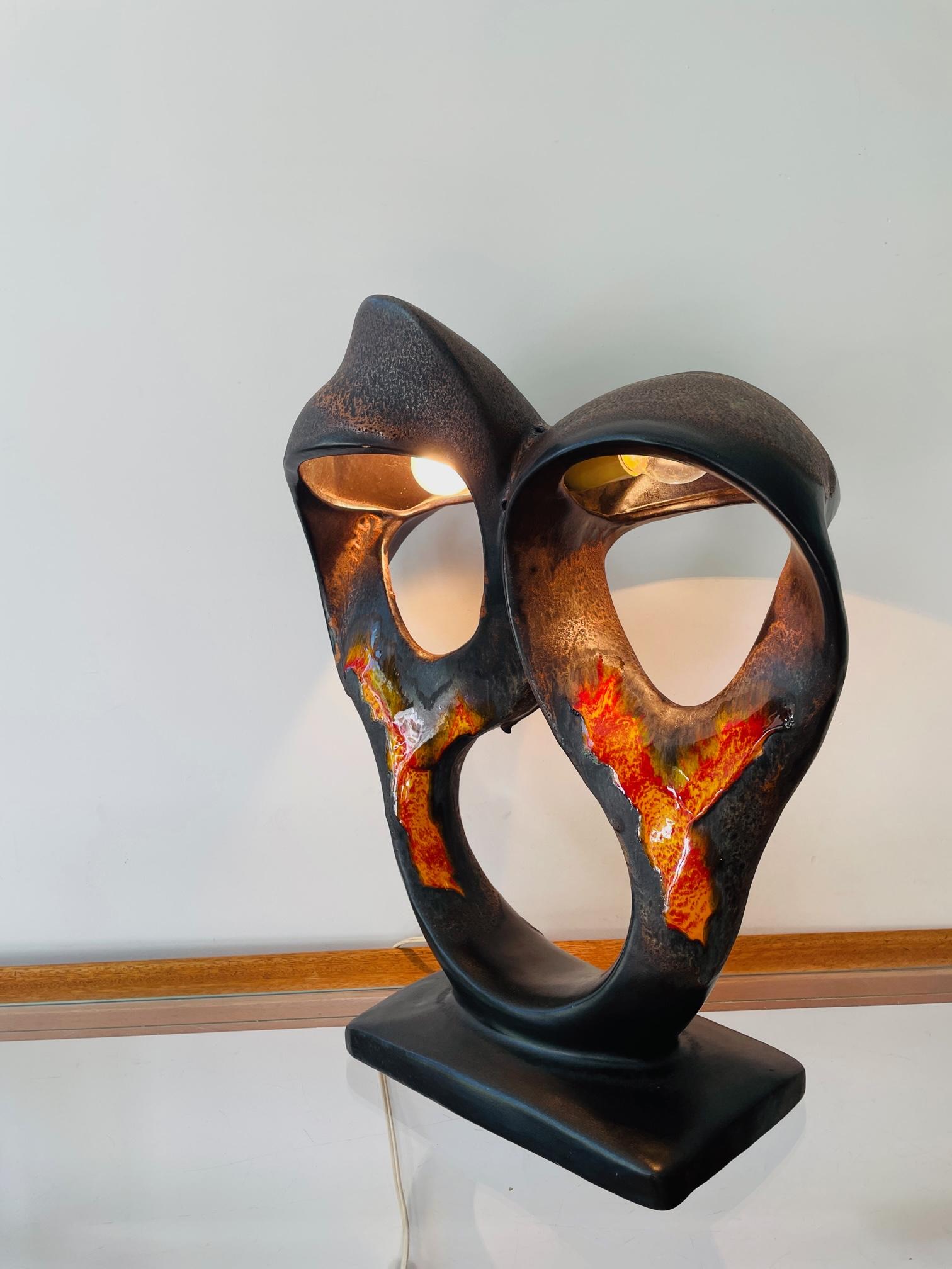 Lampe «lava » brutaliste unique. Magnifique et rare lampe en céramique. Années 60/70, Allemagne 1