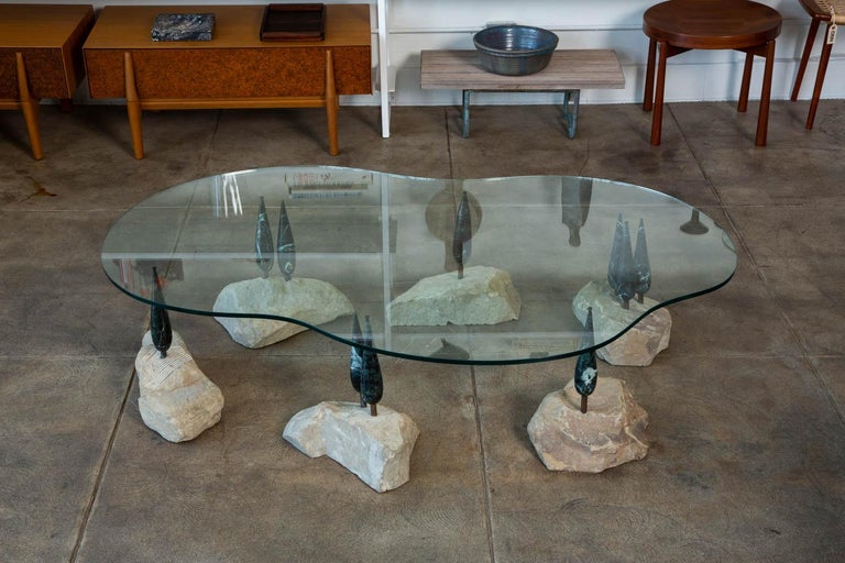 Unique Brutalist Marble and Stone Coffee Table at 1stDibs