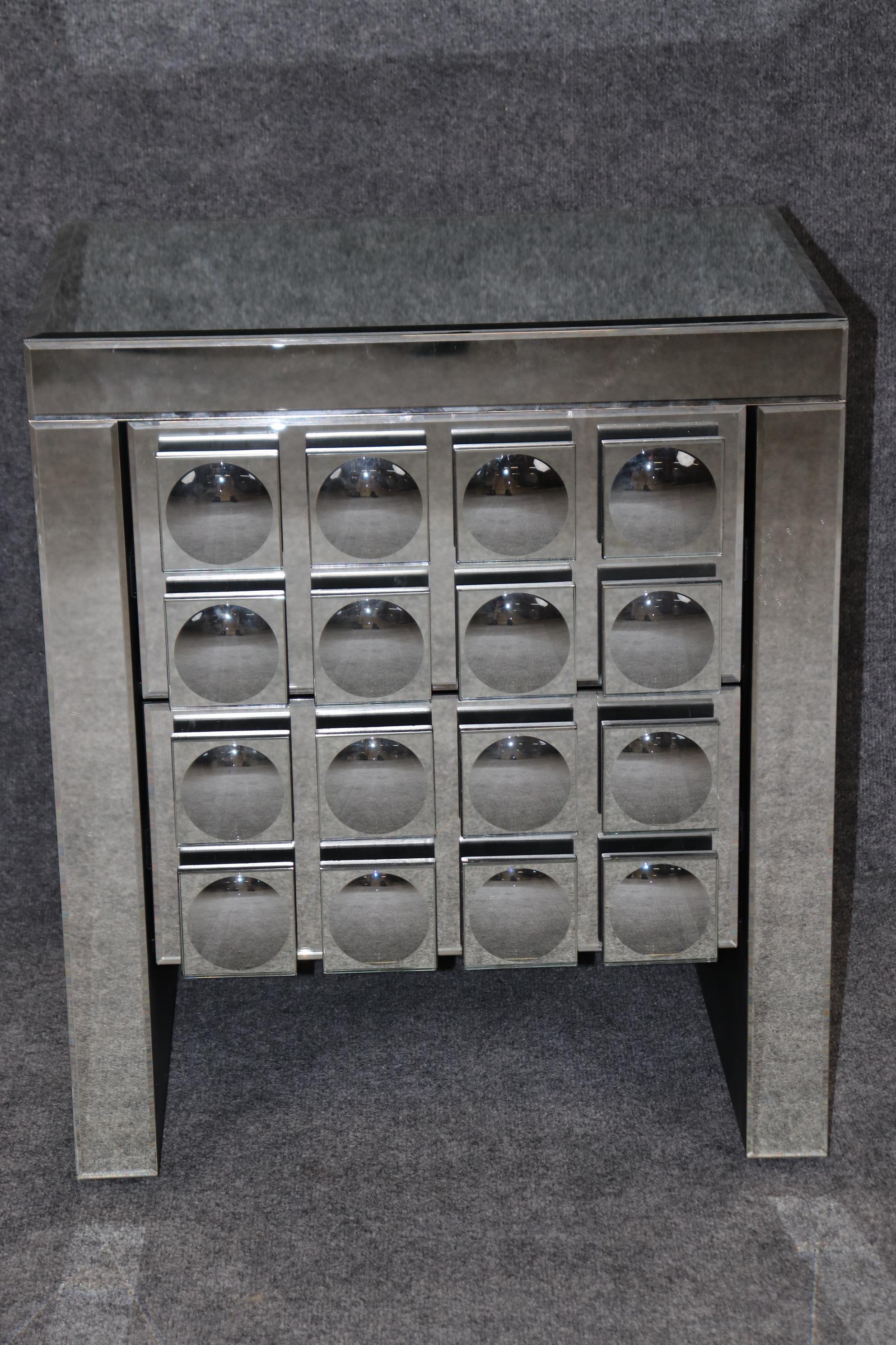 European Unique Brutalist Mirrored Post-Modern Contemporary Chest or Nightstand