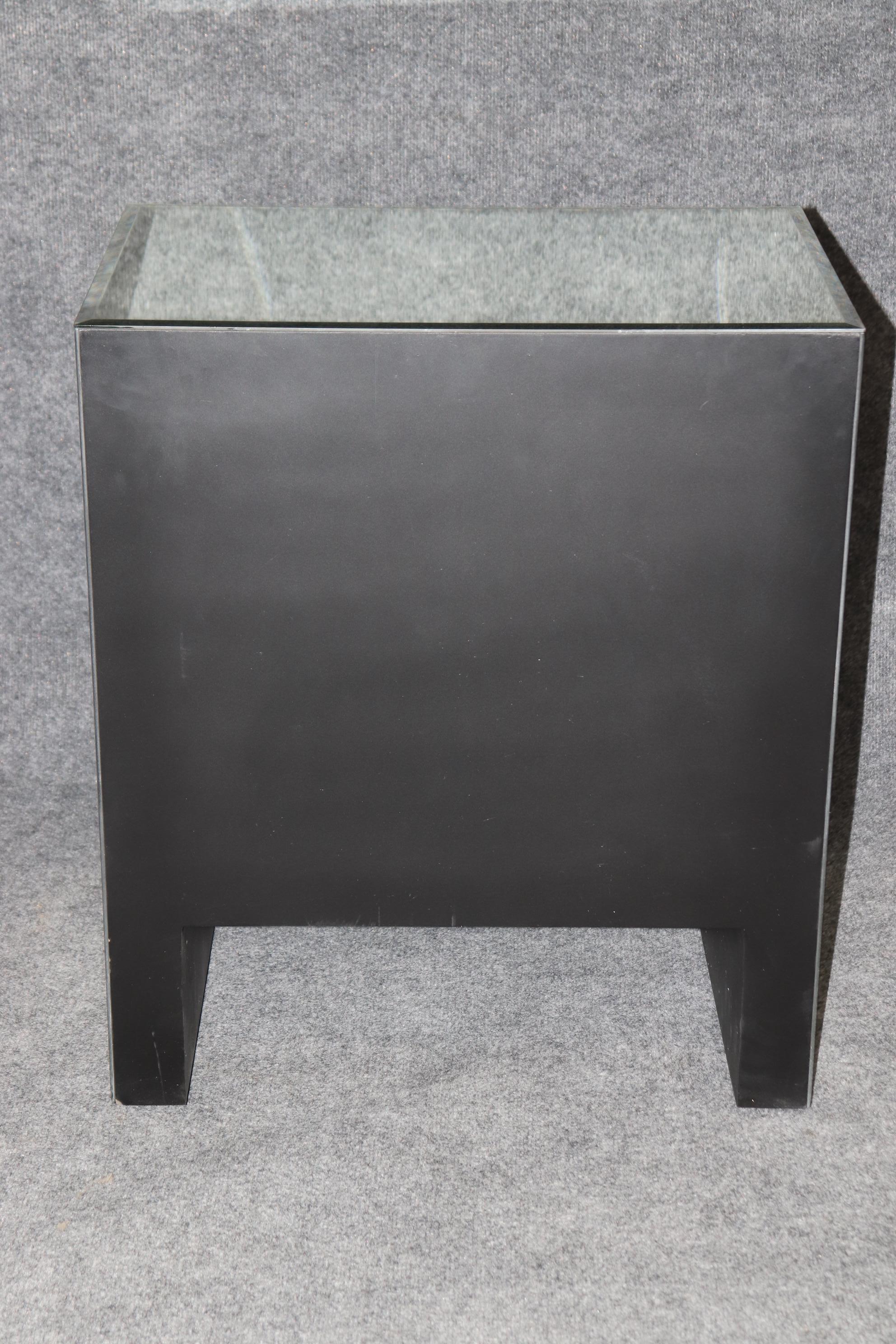 Glass Unique Brutalist Mirrored Post-Modern Contemporary Chest or Nightstand