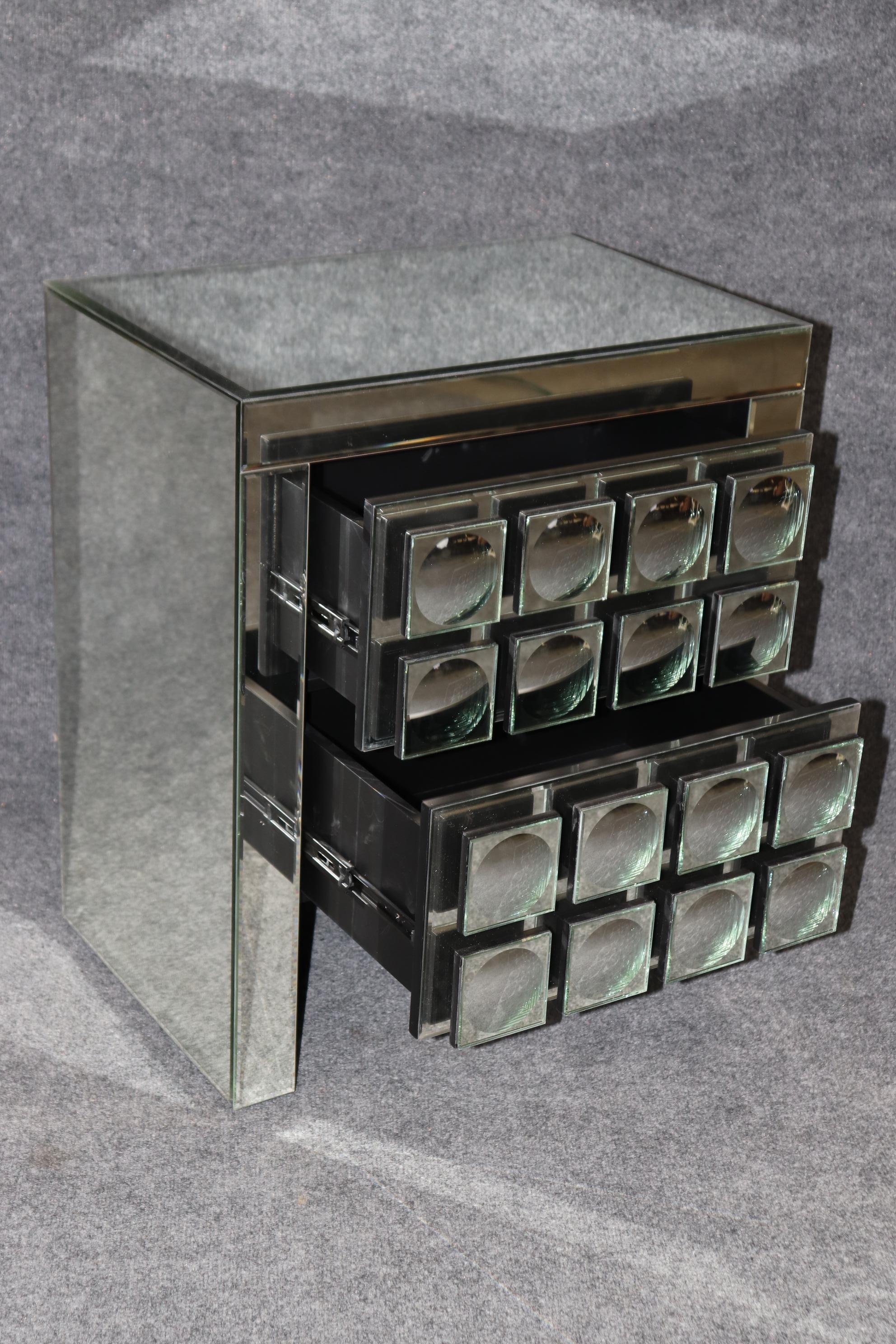 Unique Brutalist Mirrored Post-Modern Contemporary Chest or Nightstand 2
