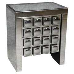 Unique Brutalist Mirrored Post-Modern Contemporary Chest or Nightstand