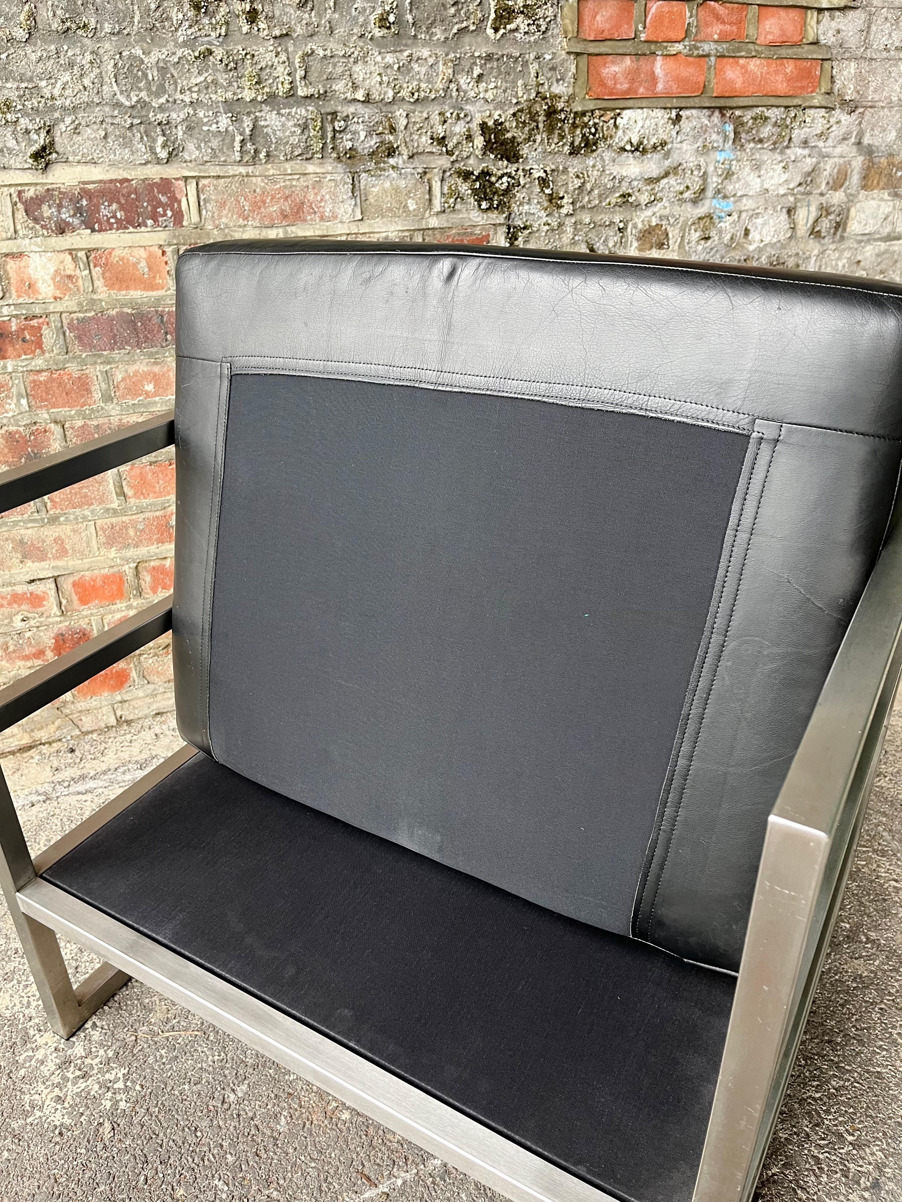 Unique Brutalist Modernist Pair Mid Century Amchairs Chairs Le Corbusier Style For Sale 6