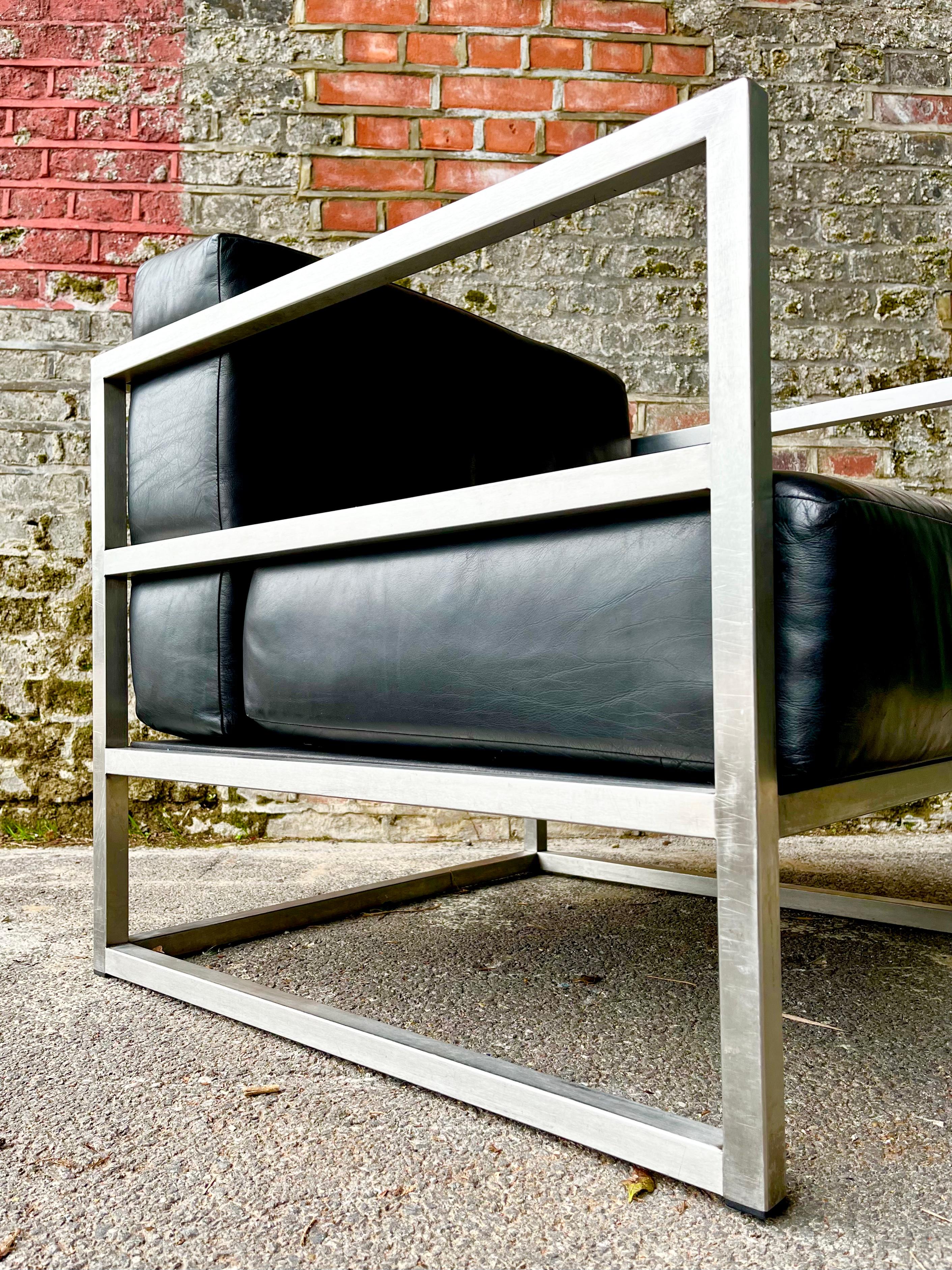 Unique Brutalist Modernist Pair Mid Century Amchairs Chairs Le Corbusier Style For Sale 2