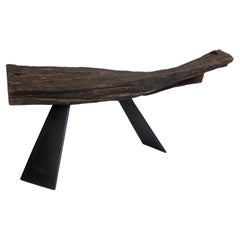 Unique Brutalist Oak Bench, Natural and Eco Friendly, Logniture