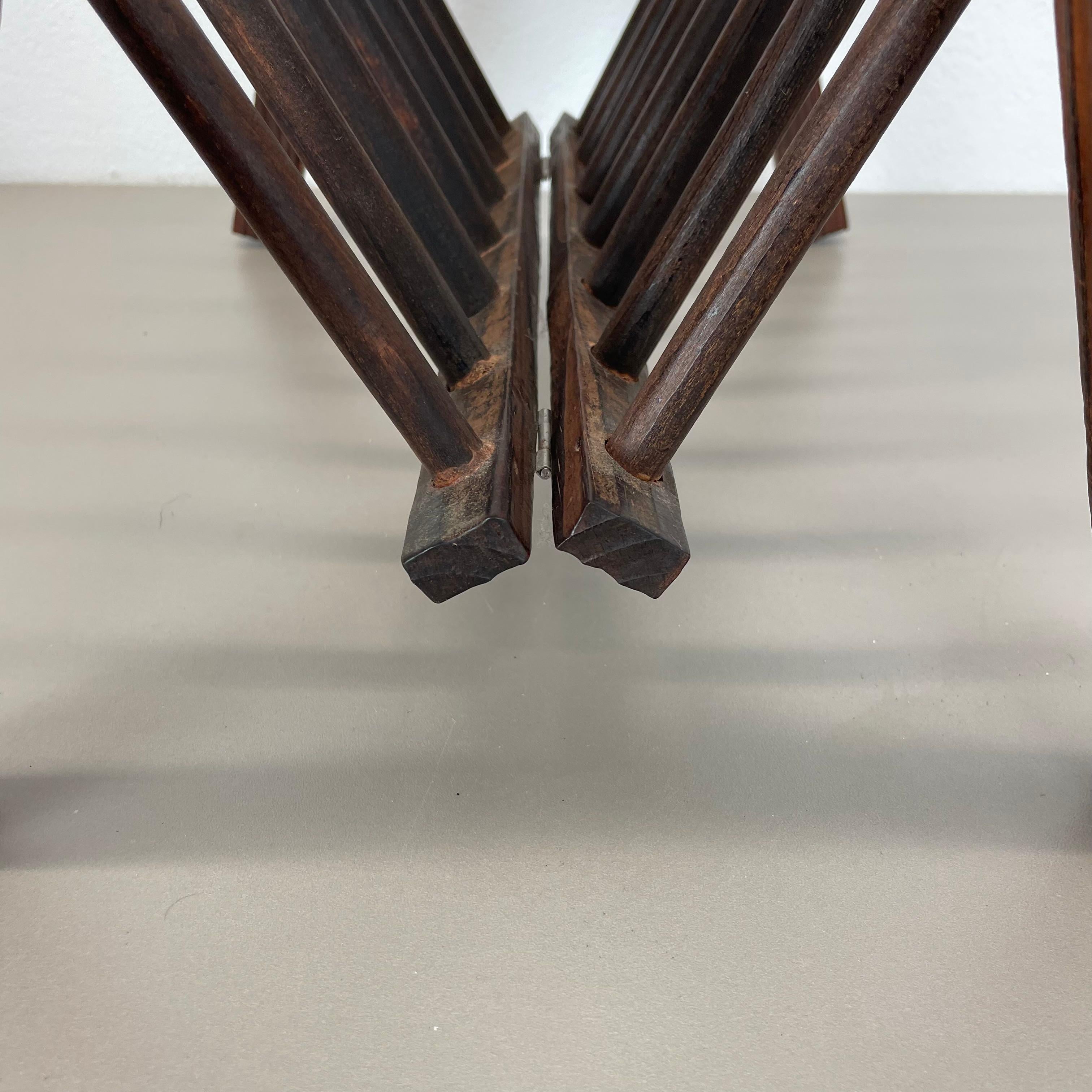 unique brutalist TIKI STYLE cubic PINE WOOD Magazine Holder, Germany 1970s For Sale 6