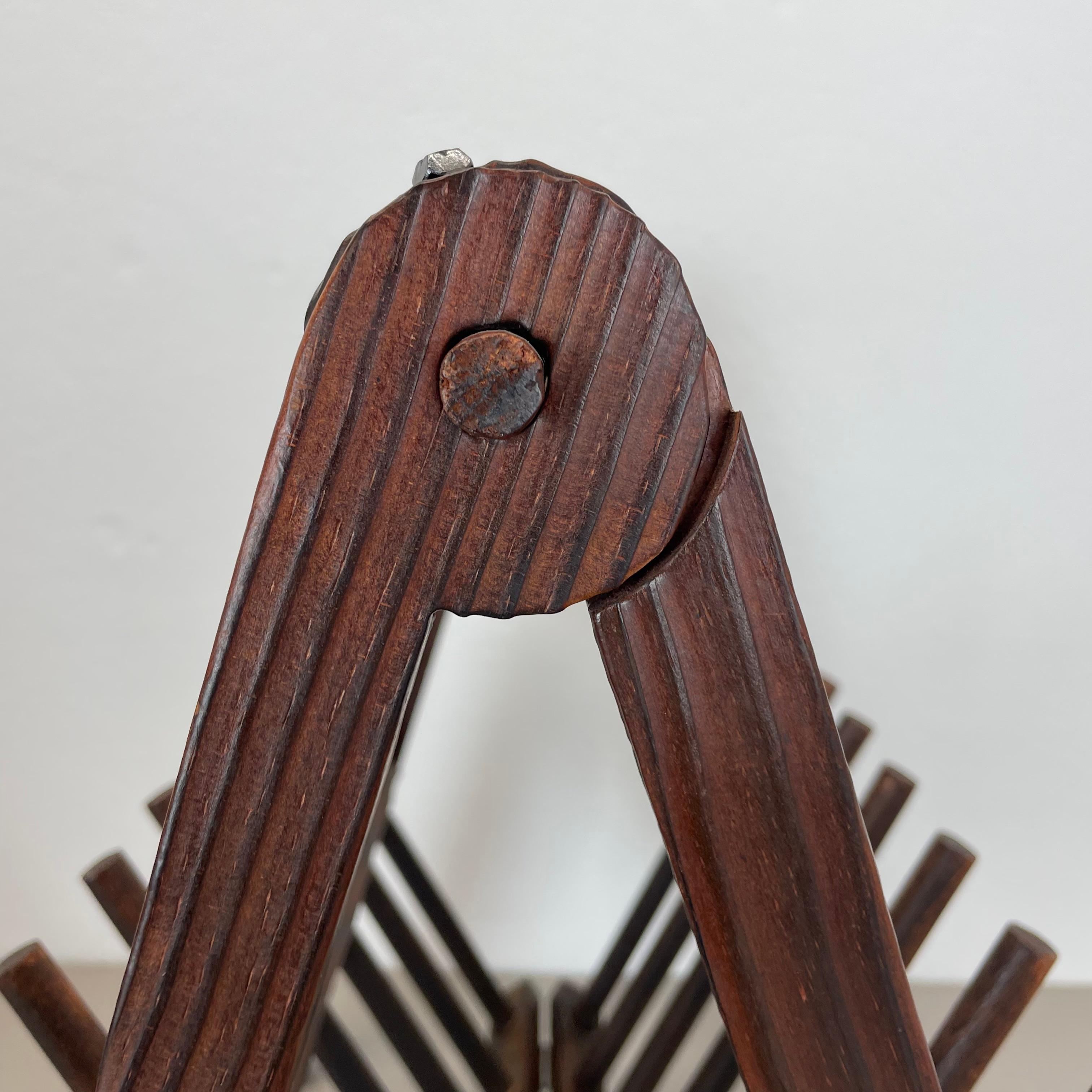 unique brutalist TIKI STYLE cubic PINE WOOD Magazine Holder, Germany 1970s For Sale 7
